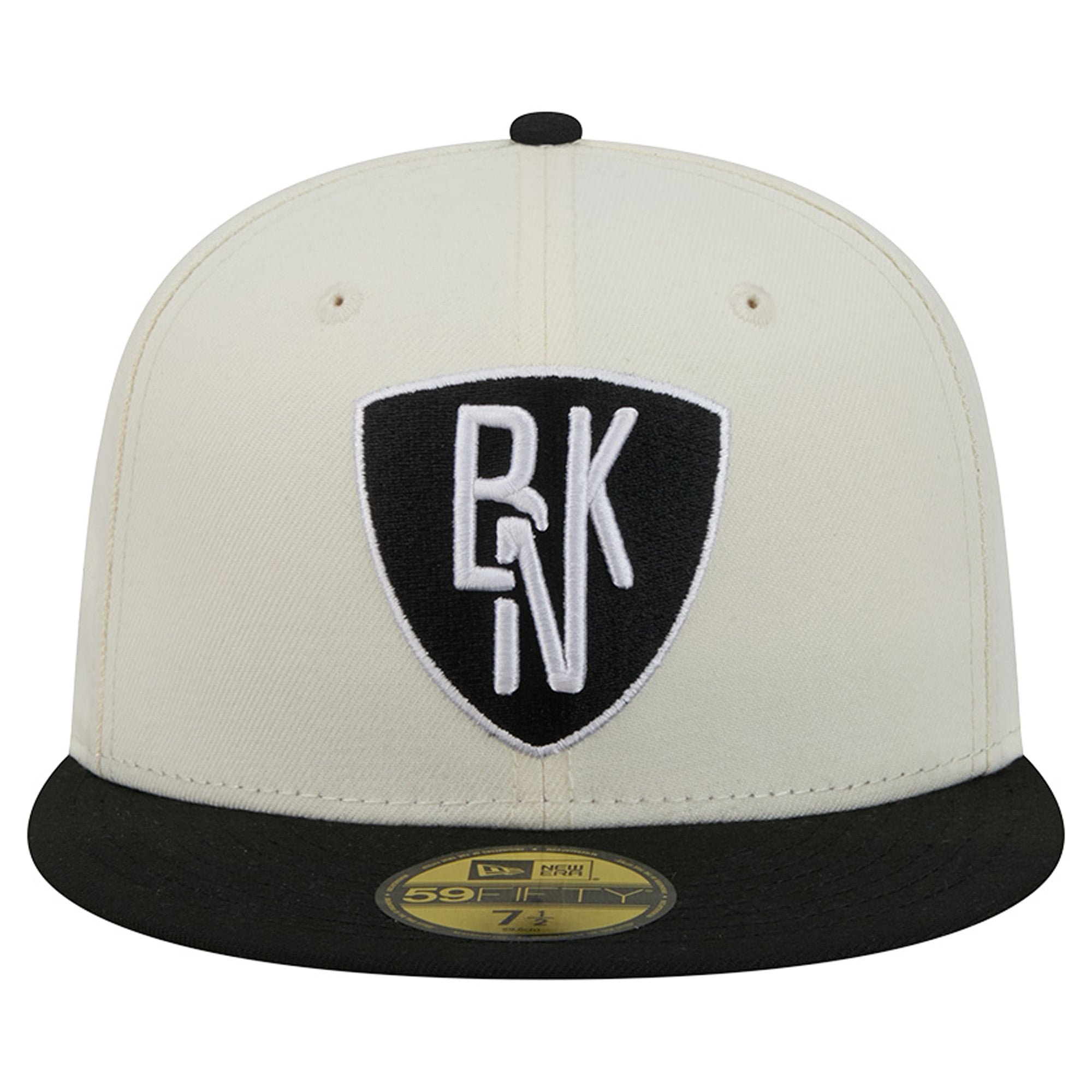 Men's New Era Cream/Black Brooklyn Nets Deceptor 59FIFTY Fitted Hat