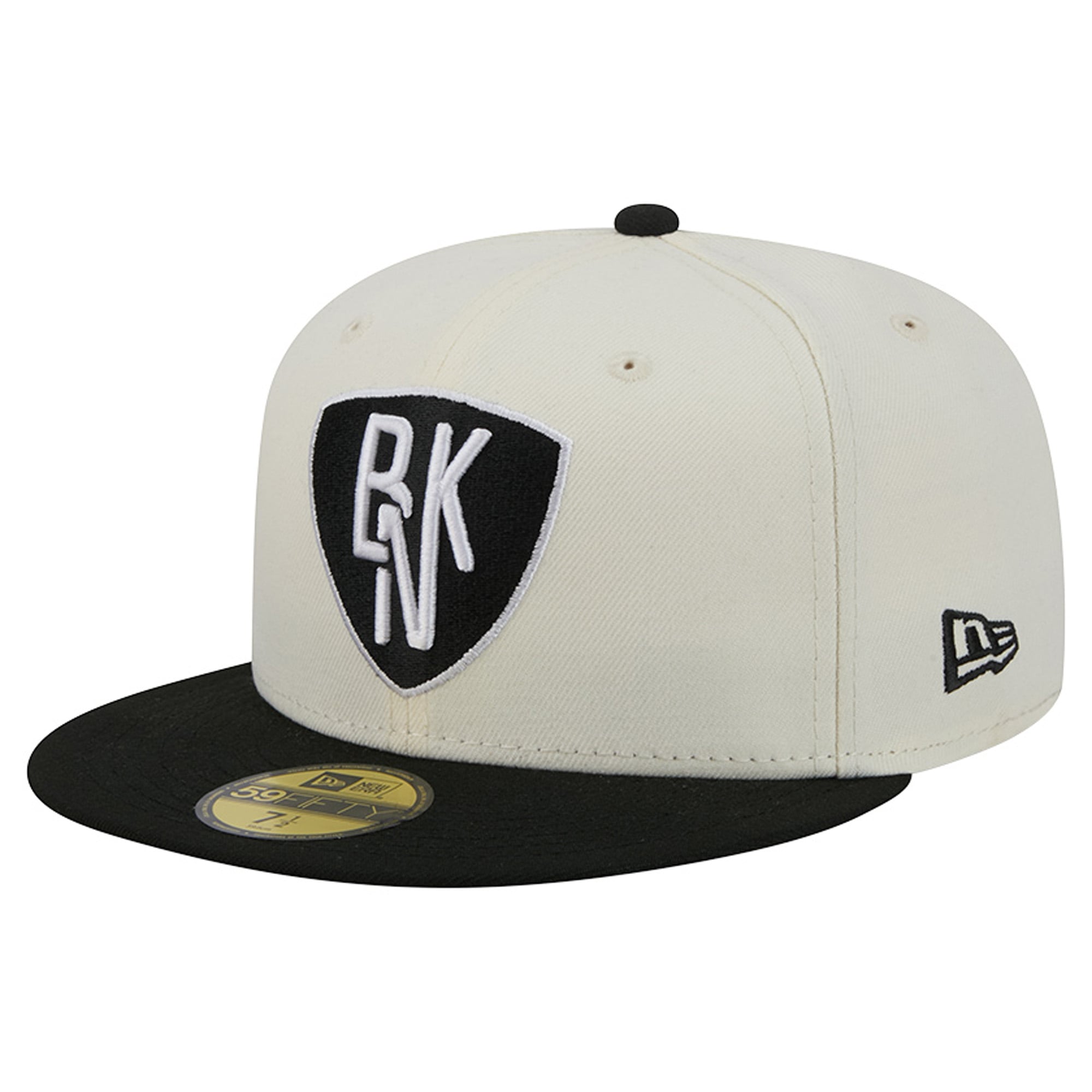 Men's New Era Cream/Black Brooklyn Nets Deceptor 59FIFTY Fitted Hat