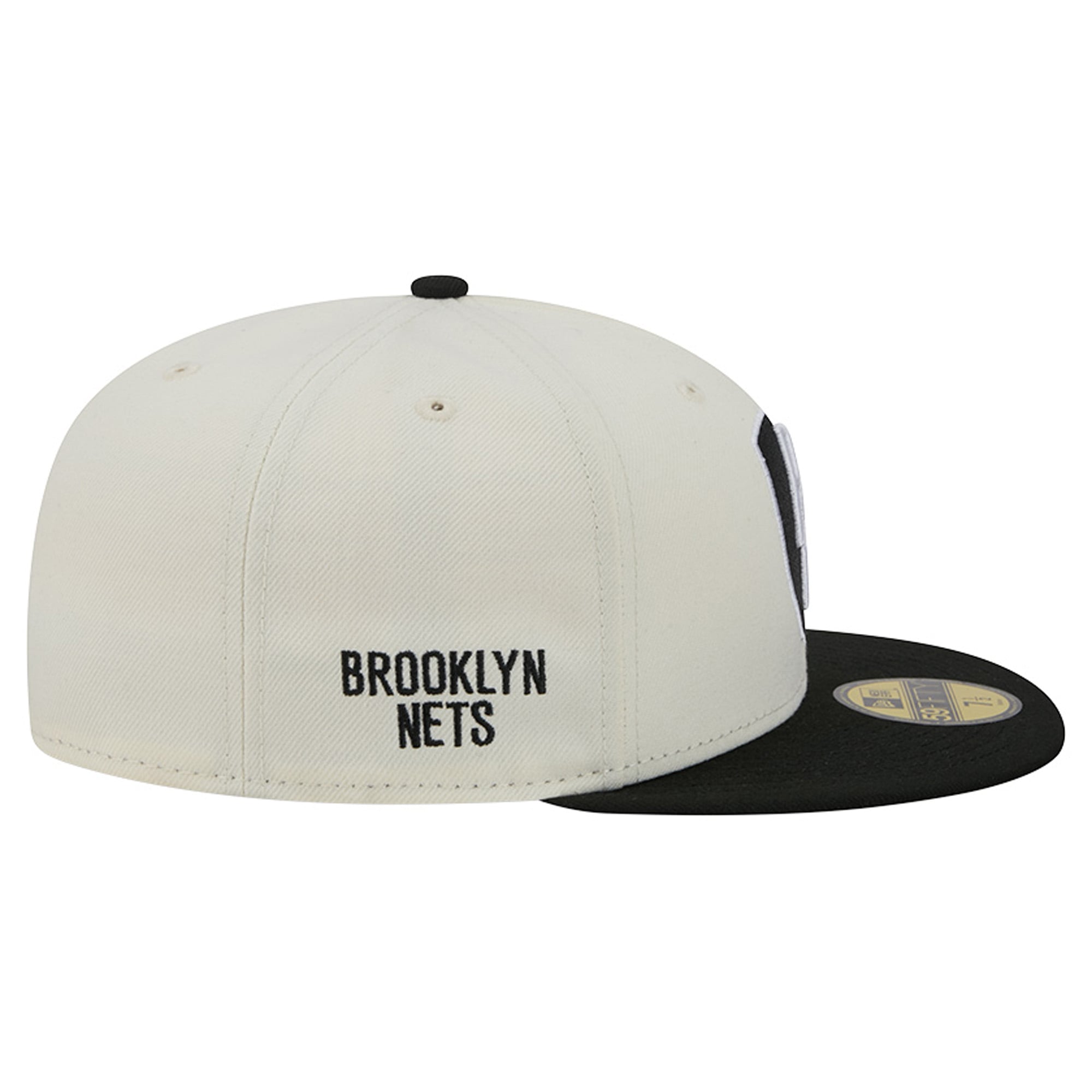 Men's New Era Cream/Black Brooklyn Nets Deceptor 59FIFTY Fitted Hat