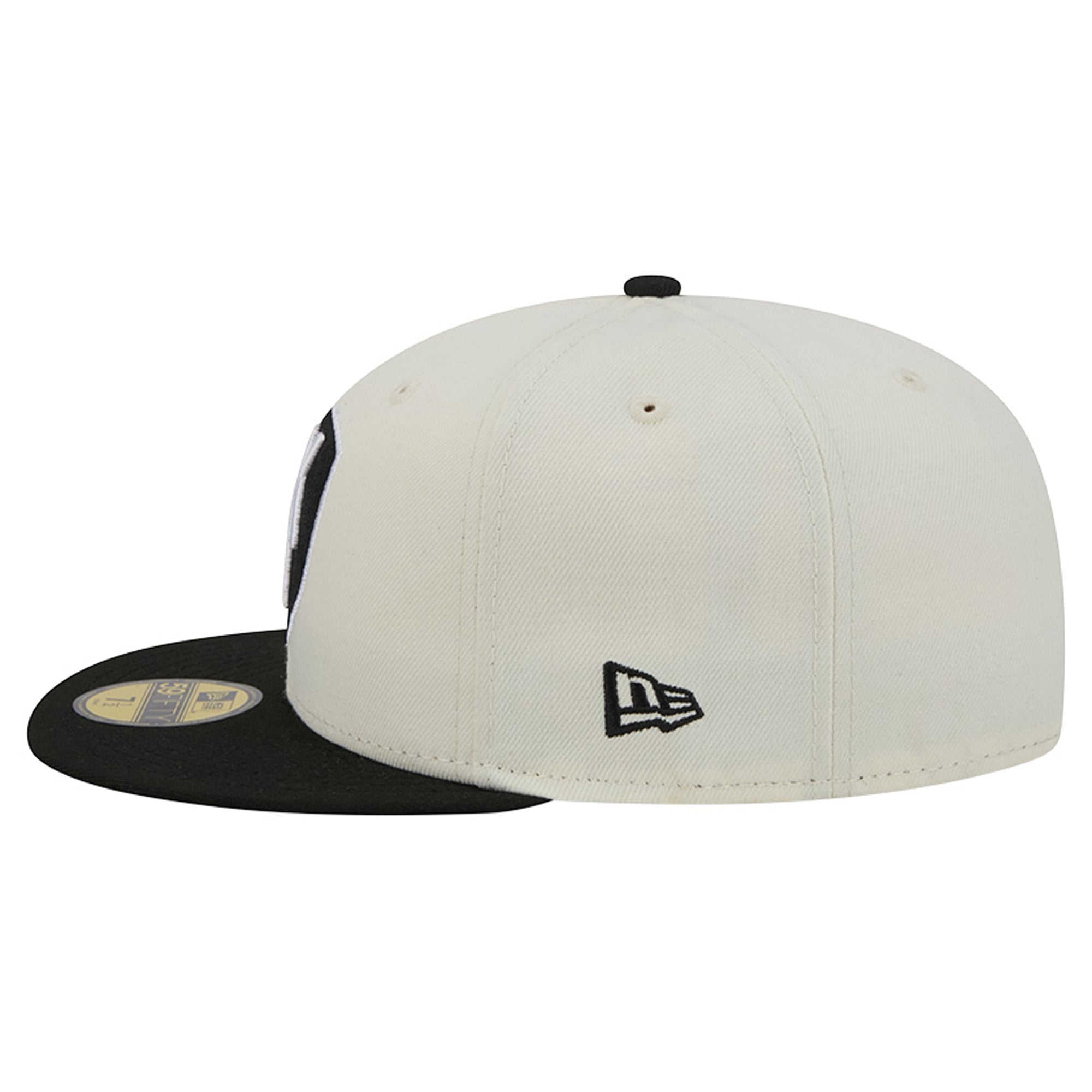 Men's New Era Cream/Black Brooklyn Nets Deceptor 59FIFTY Fitted Hat