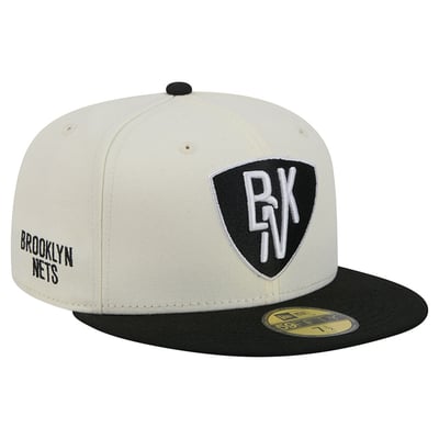 Brooklyn Nets New Era Deceptor 59FIFTY Fitted Hat - Cream/Black