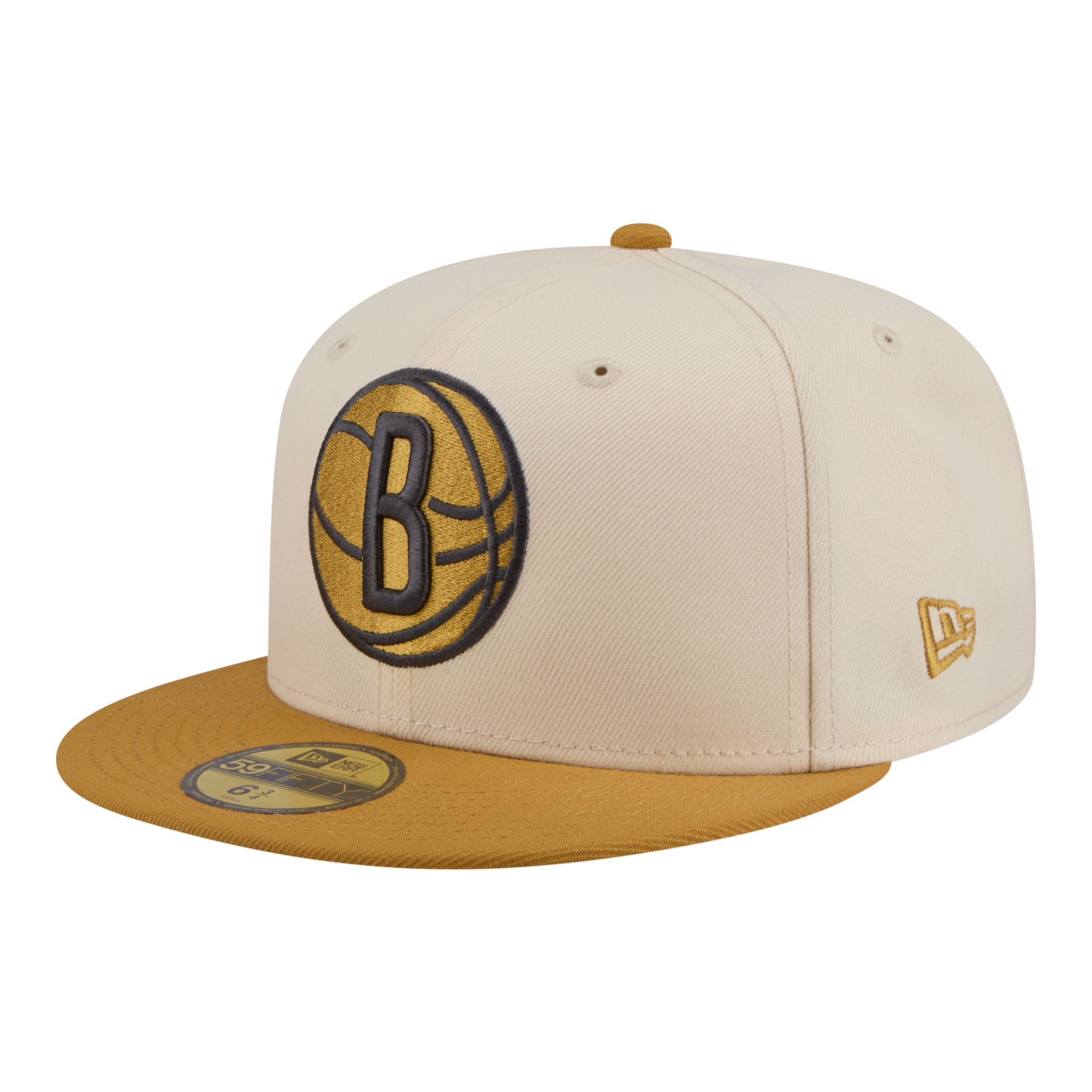 Men's Brooklyn Nets New Era Cream/Tan Two-Tone Color Pack 59FIFTY Fitted Hat