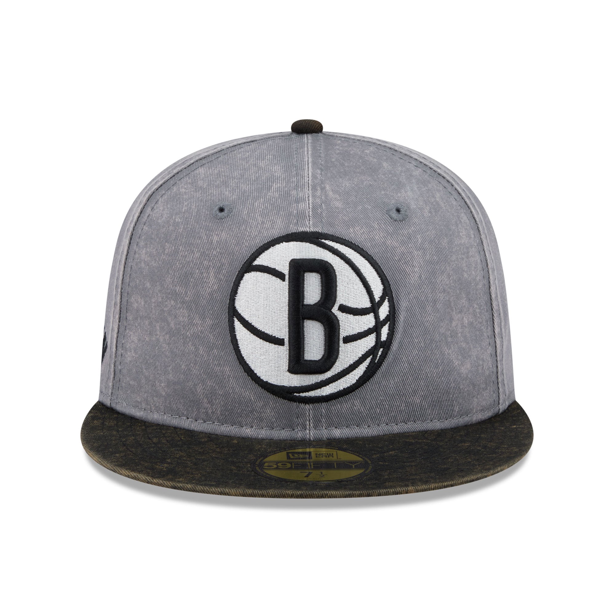 Men's New Era Gray/Black Brooklyn Nets Washed 59FIFTY Fitted Hat