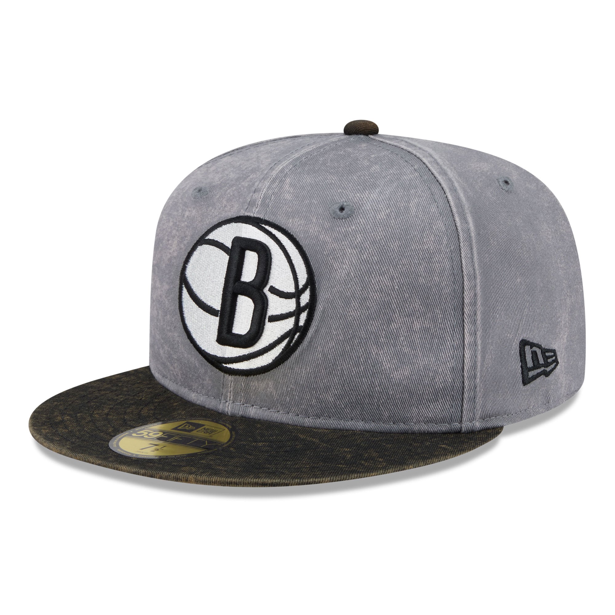 Men's New Era Gray/Black Brooklyn Nets Washed 59FIFTY Fitted Hat