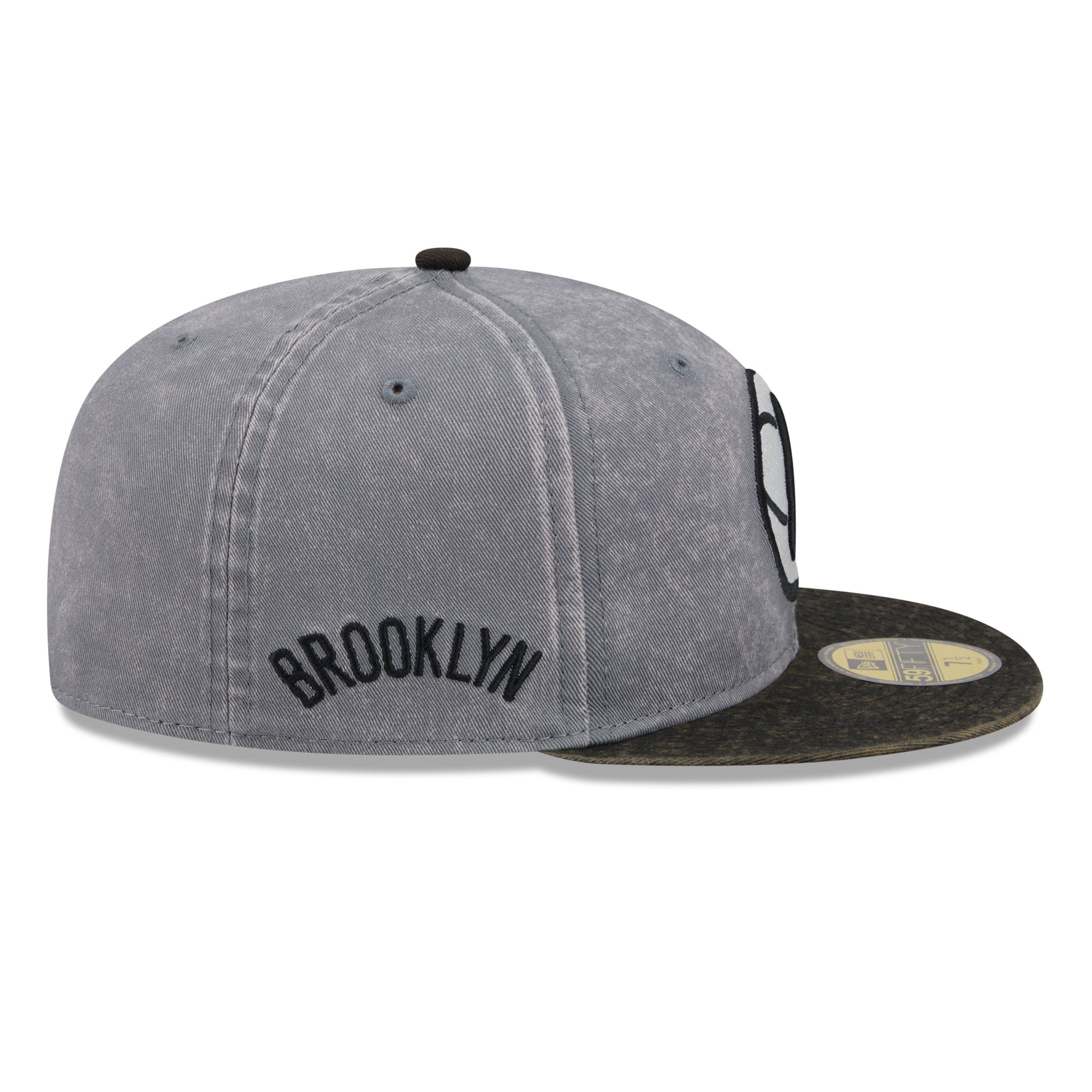 Men's New Era Gray/Black Brooklyn Nets Washed 59FIFTY Fitted Hat