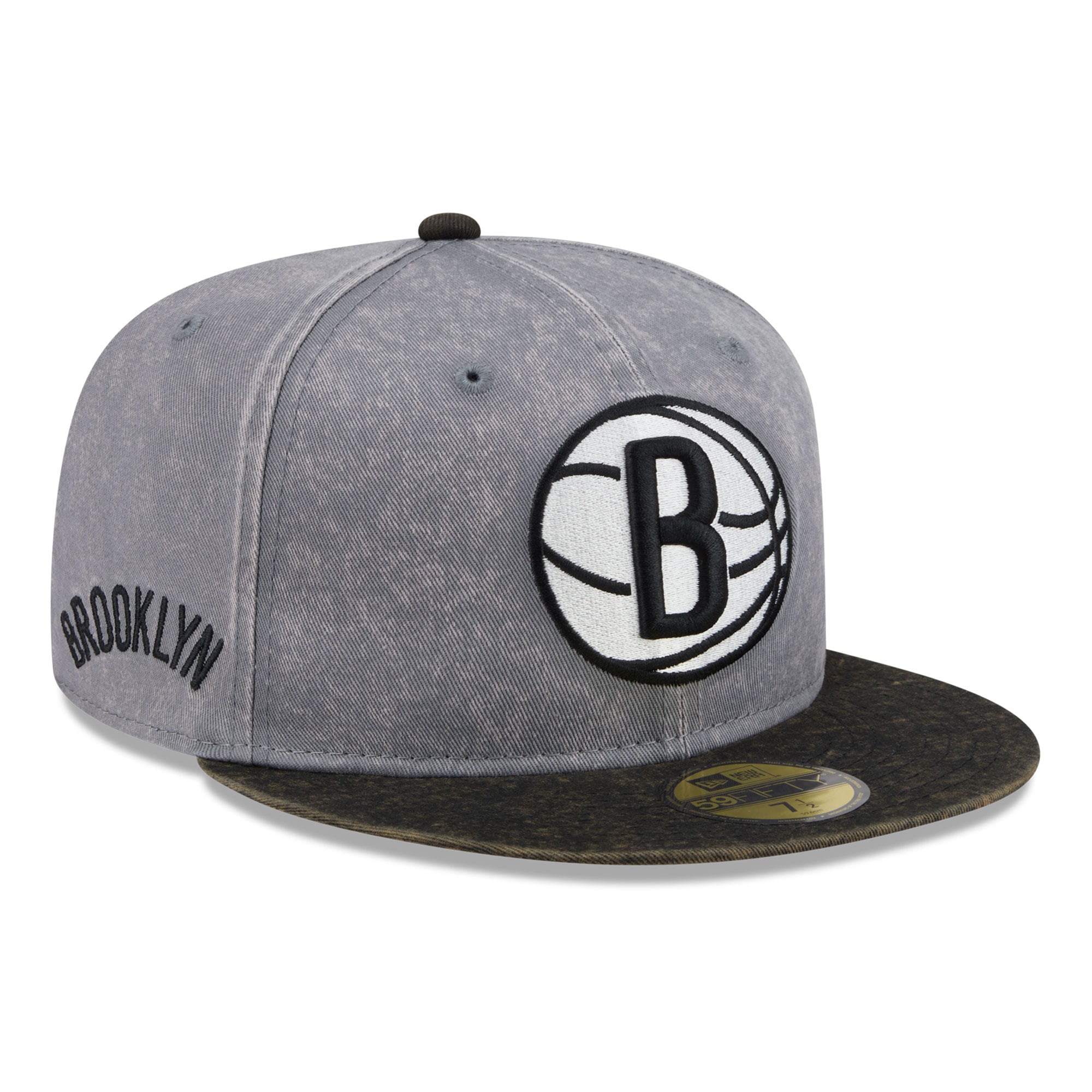 Men's Brooklyn Nets New Era Gray/Black Washed 59FIFTY Fitted Hat