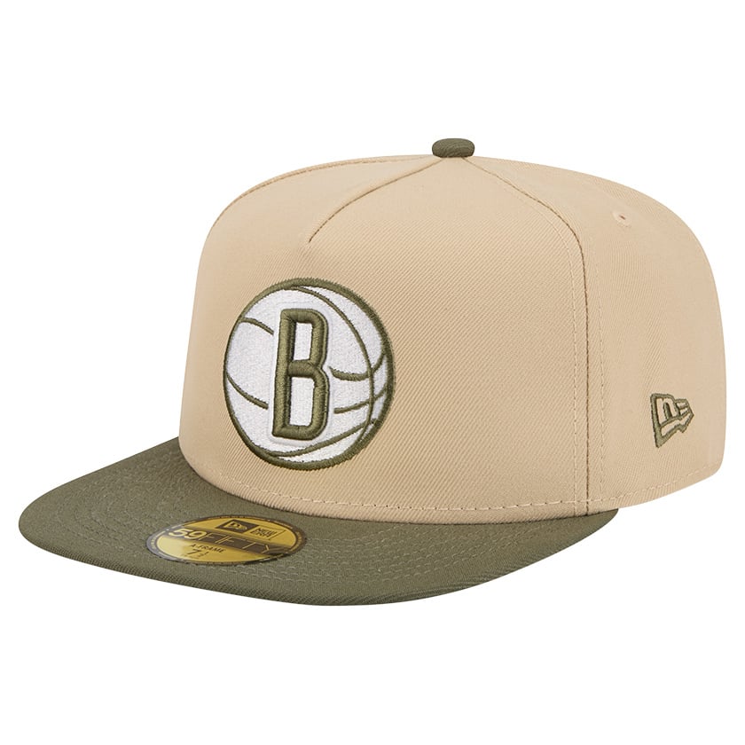 Men's Brooklyn Nets New Era Tan Color Pack Two-Tone 59FIFTY A-Frame Fitted Hat