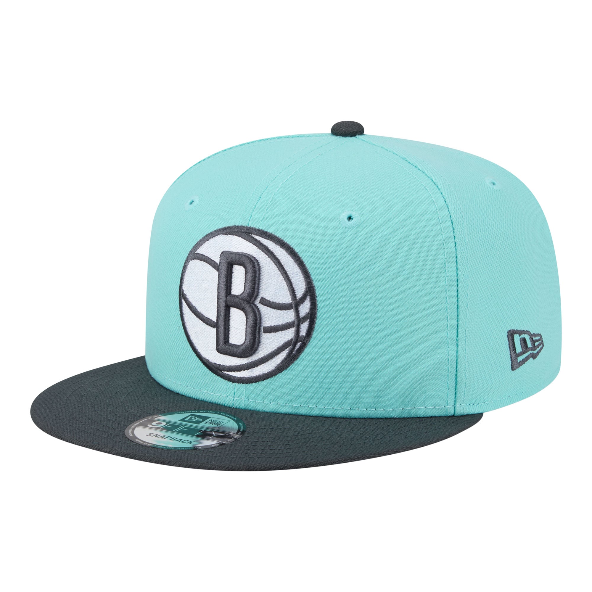 Men's New Era Turquoise/Charcoal Brooklyn Nets Color Pack Two-Tone 9FIFTY Snapback Hat
