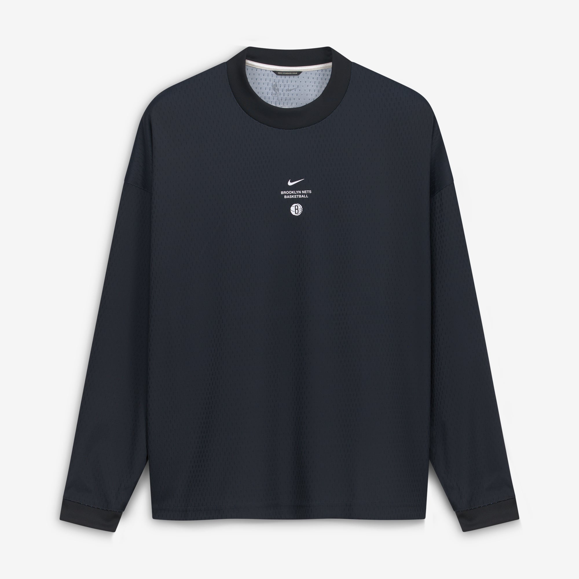 T-shirt à manches longues Nike Brooklyn Nets noir pour homme, édition standard 2026, performance d'avant-match