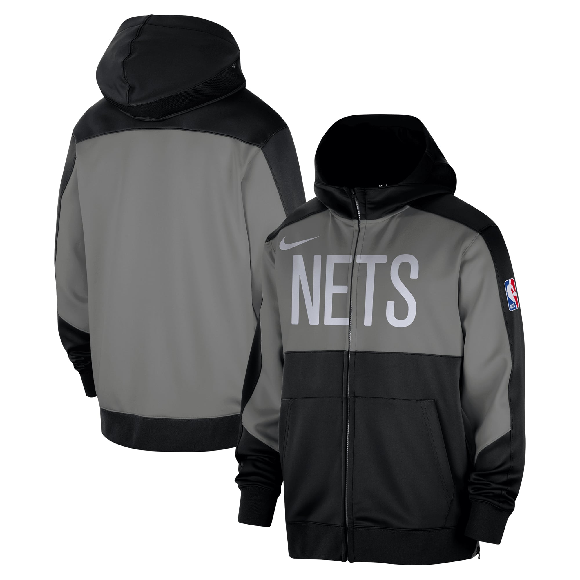 Sweat à capuche zippé Nike Black Brooklyn Nets Authentic On-Court Showtime Performance pour homme