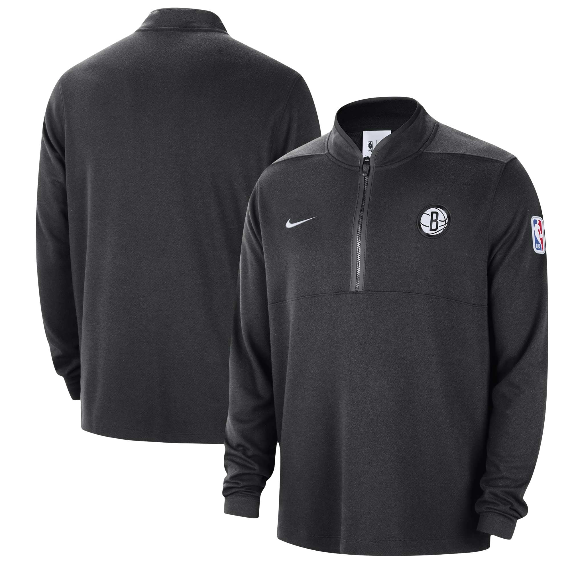 Men's Nike Black Brooklyn Nets Authentic Performance Half-Zip Jacket