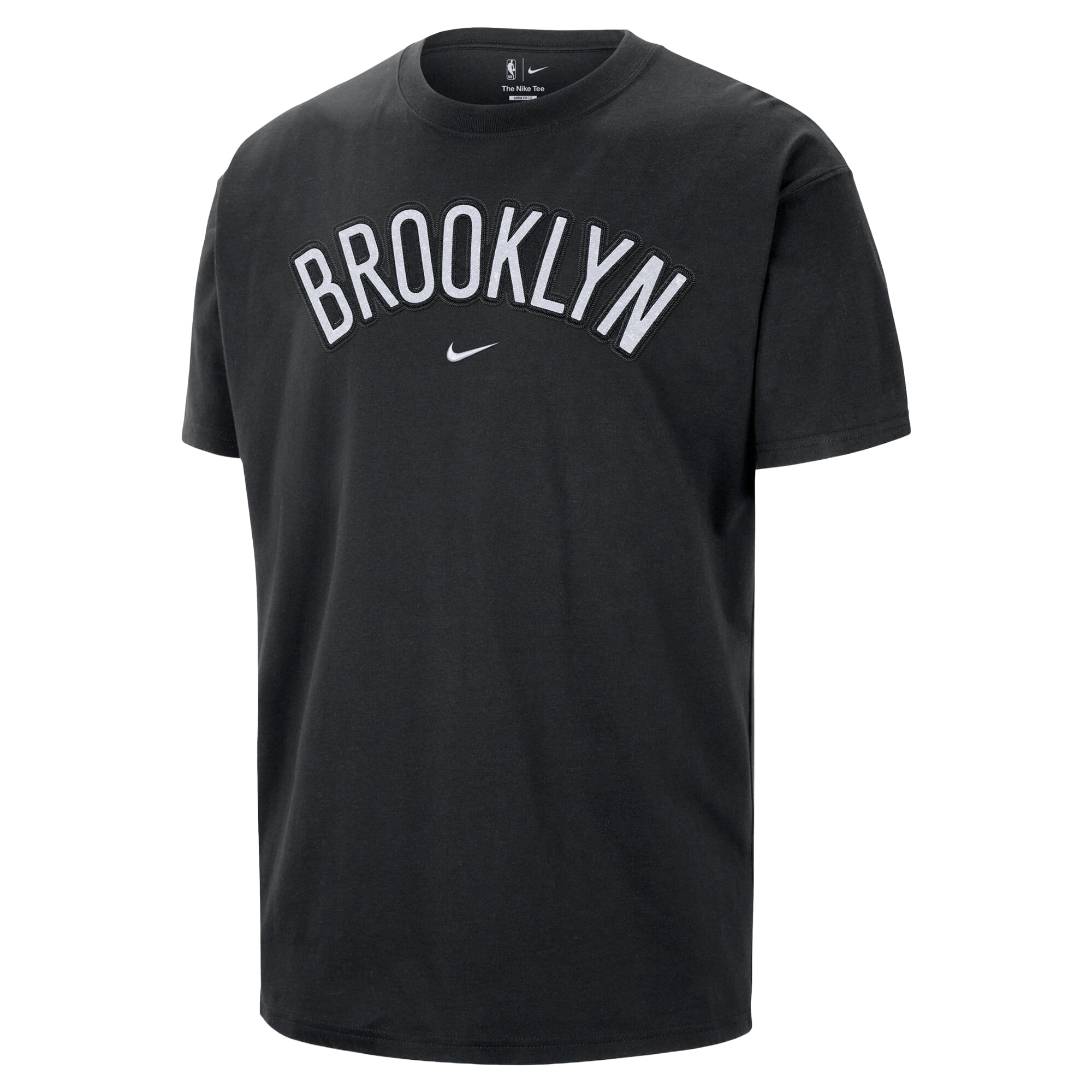 T-shirt Nike noir pour homme avec logo Brooklyn Nets en sergé