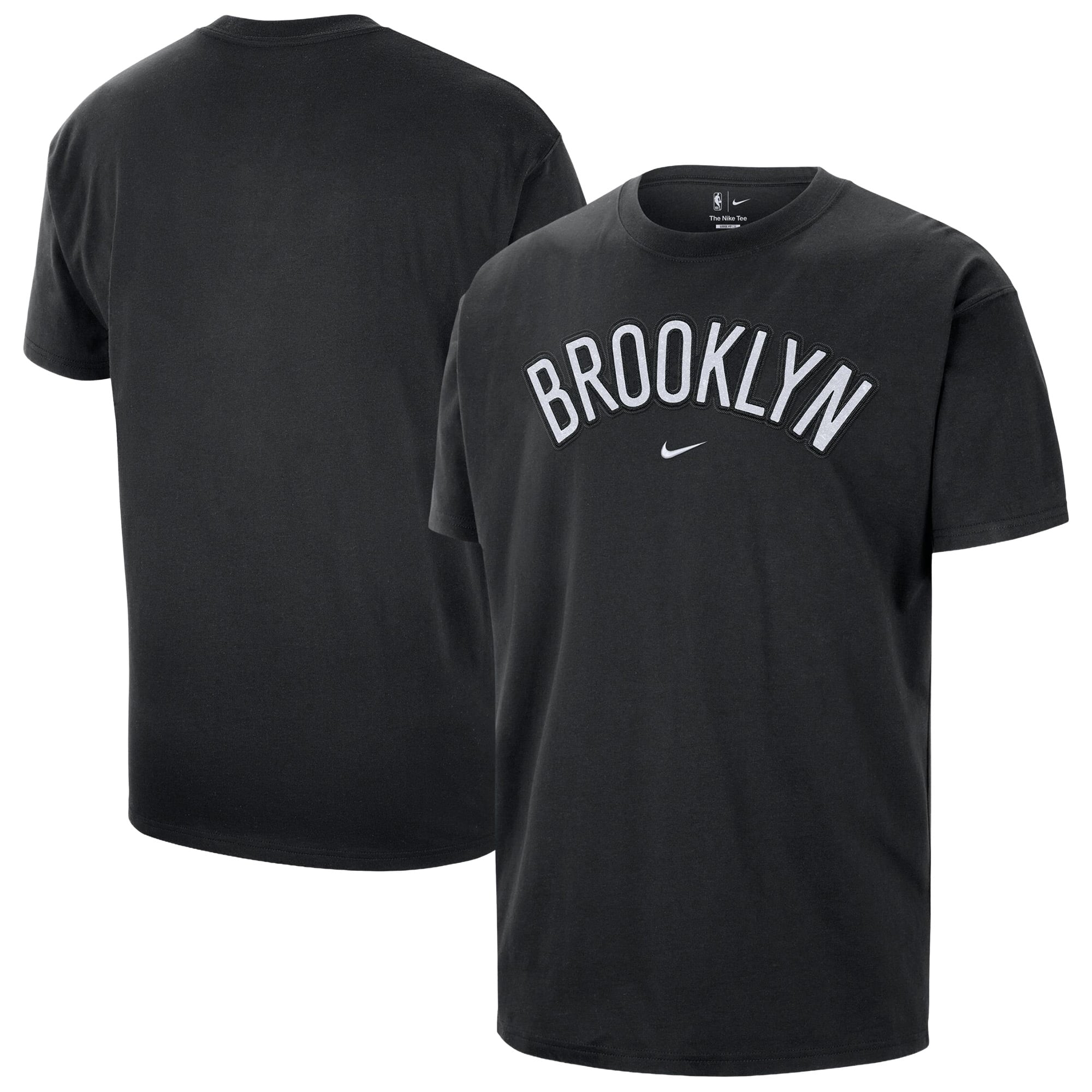 T-shirt Nike noir pour homme avec logo Brooklyn Nets en sergé
