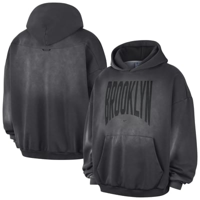 Brooklyn Nets Nike 2026 Standard Issue Travel Washed Fleece Pullover Hoodie - Charcoal