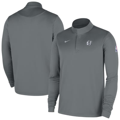 Brooklyn Nets Nike Authentic Coaches Quarter-Zip Dri-FIT Top - Gray