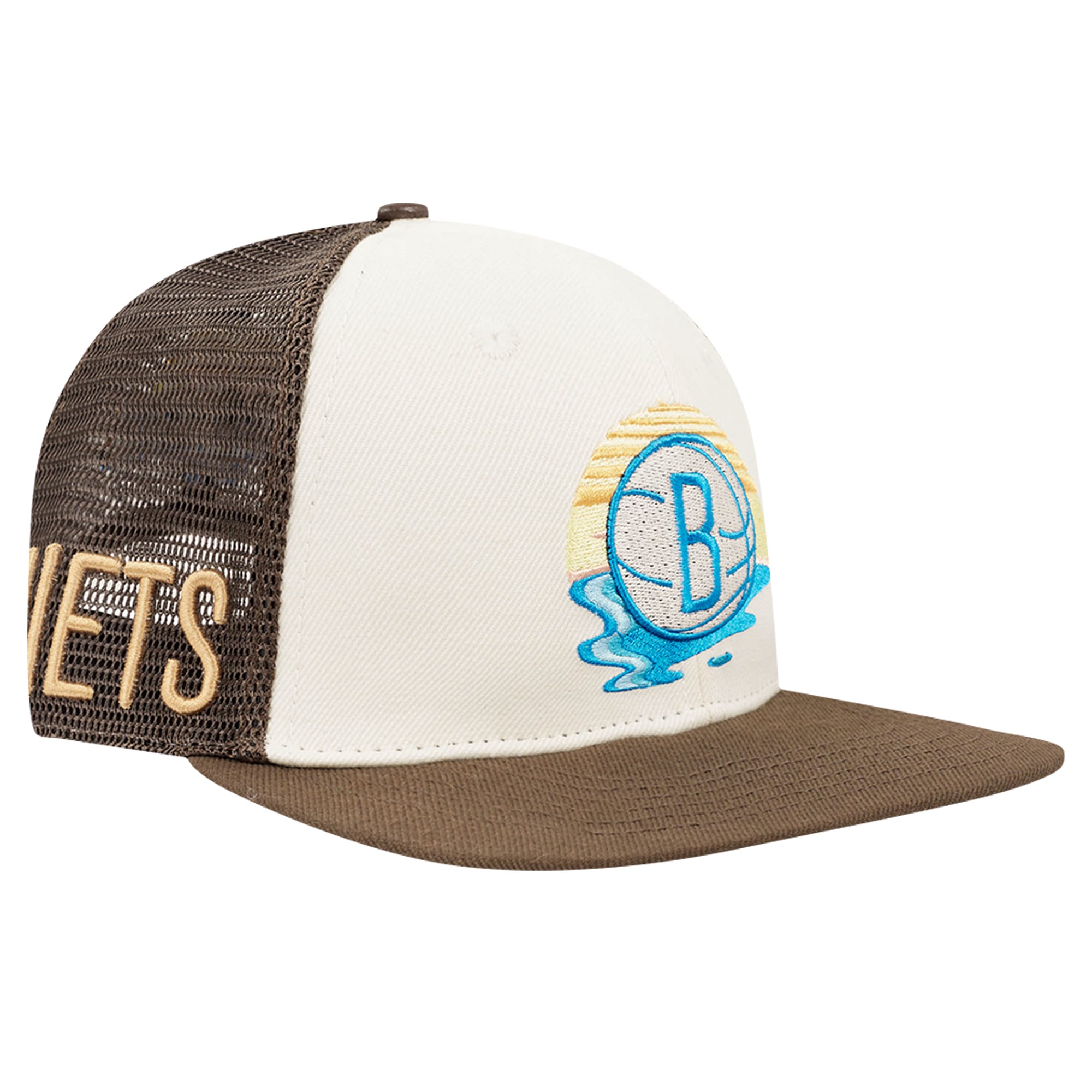 Men's Brooklyn Nets Pro Standard Cream/Brown Glint Sunset Snapback Hat