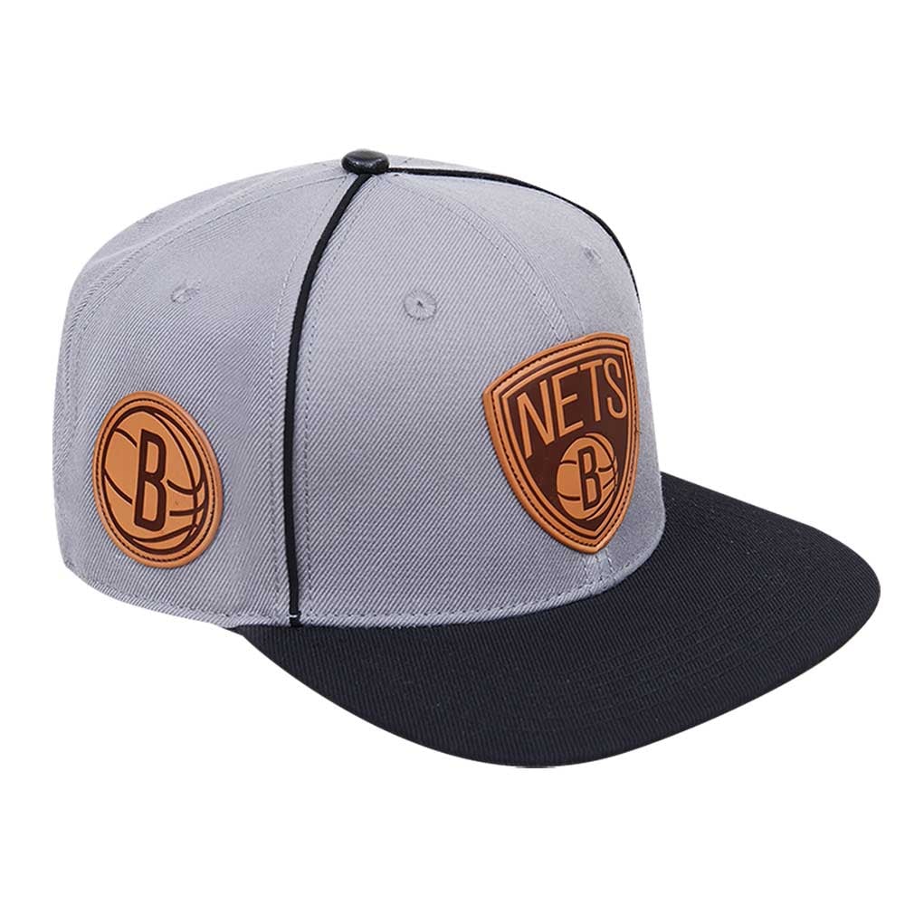 Men's Pro Standard Gray Brooklyn Nets Heritage Leather Patch Snapback Hat