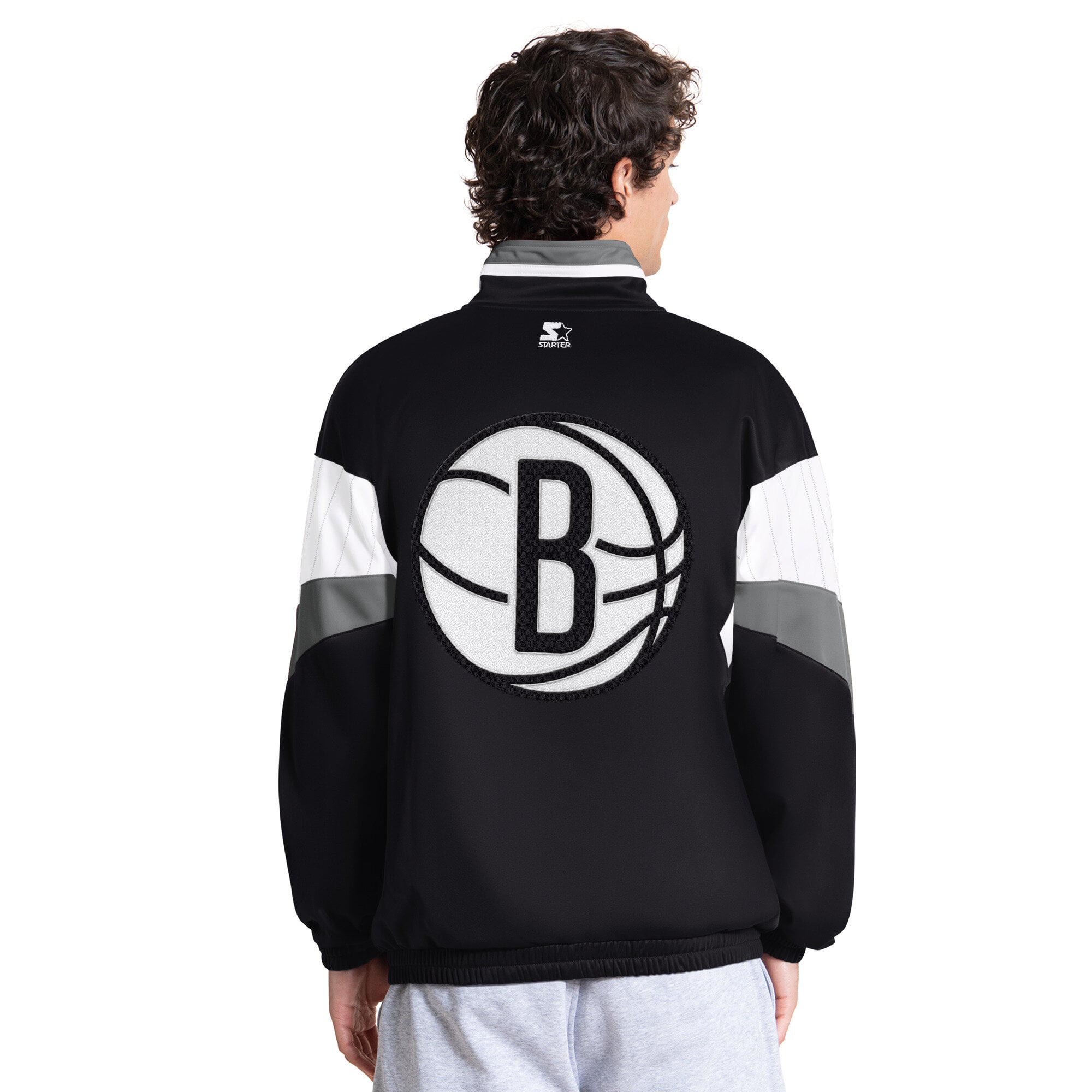 Veste de survêtement zippée intégrale Starter noire Brooklyn Nets Legacy pour homme