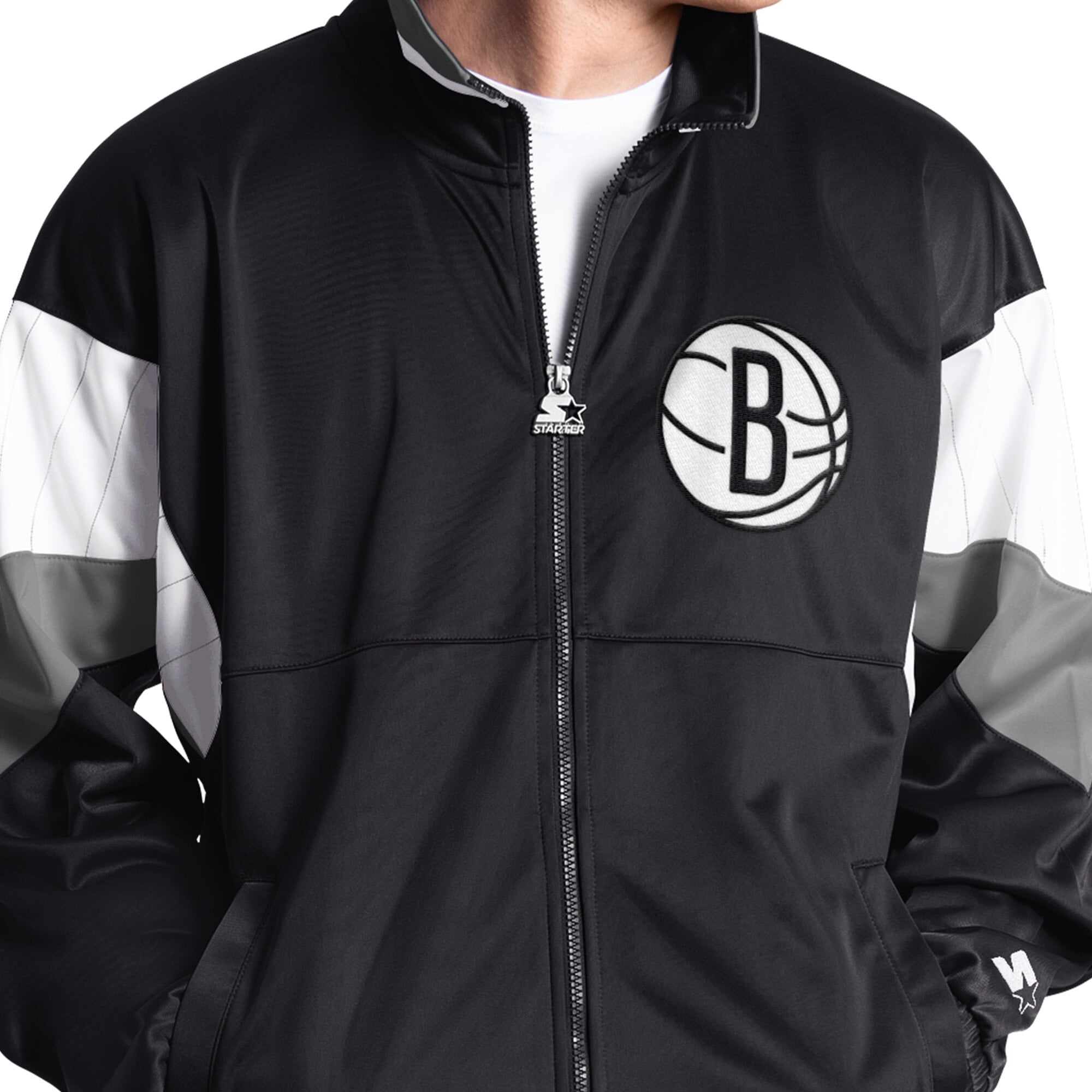 Veste de survêtement zippée intégrale Starter noire Brooklyn Nets Legacy pour homme