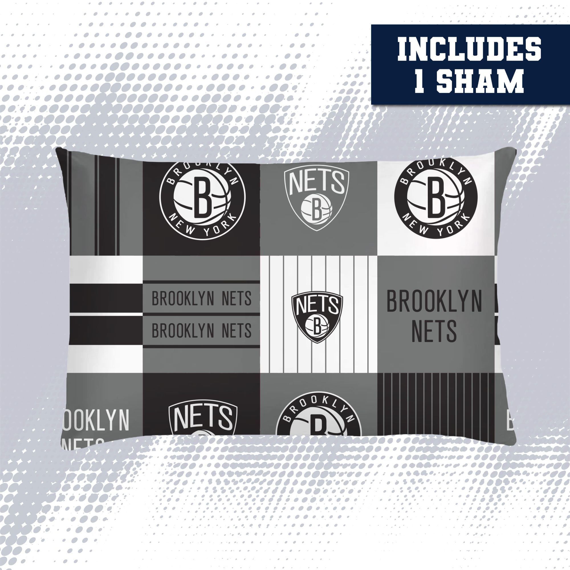 Ensemble de literie trois pièces à carreaux patchwork Pegasus Brooklyn Nets pour lit double/queen