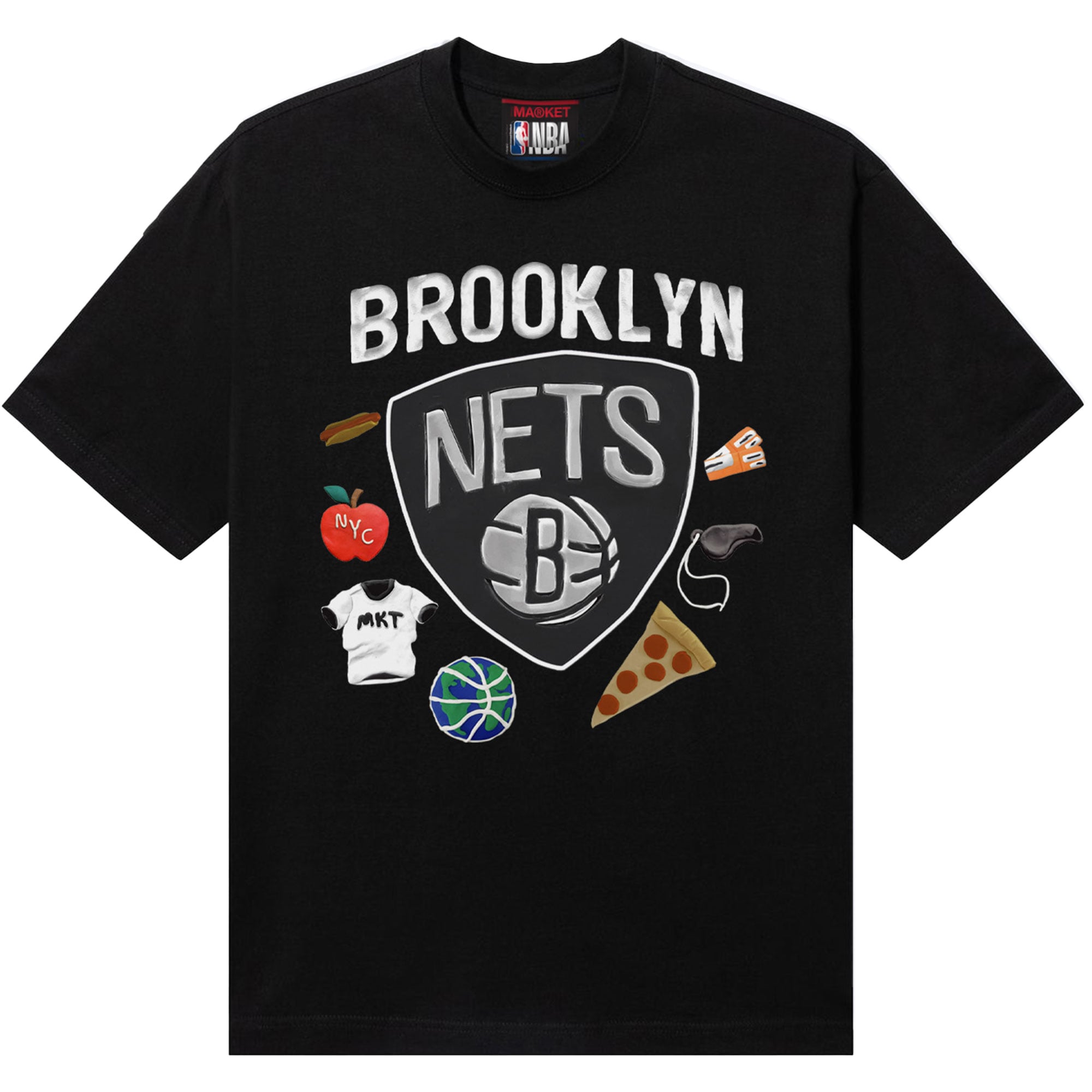 Unisex Brooklyn Nets NBA x MARKET Black Claymation T-Shirt