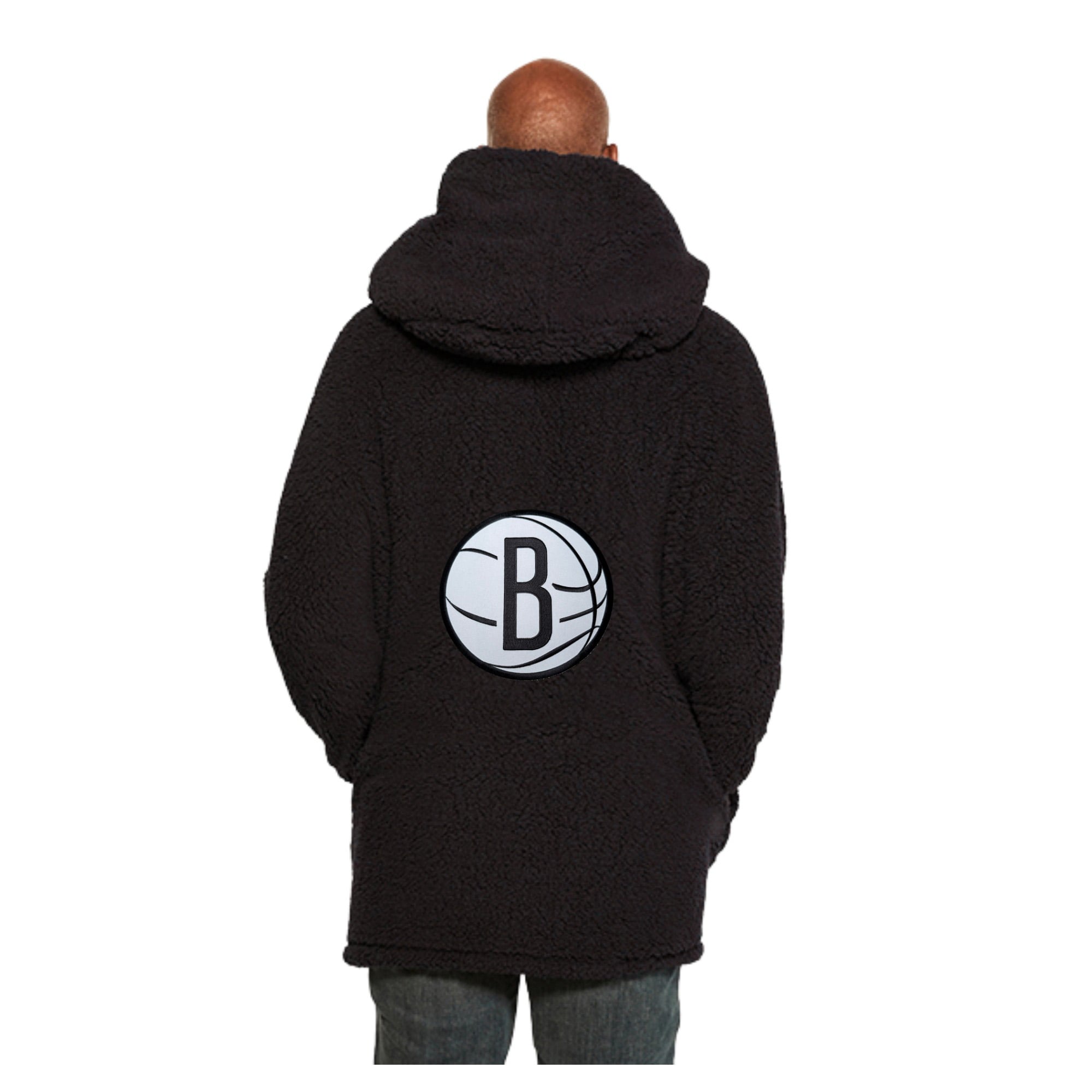 Unisex the Best Lounger World By Jill Martin Black Brooklyn Nets Oversized Open-Front Hoodie Sweater