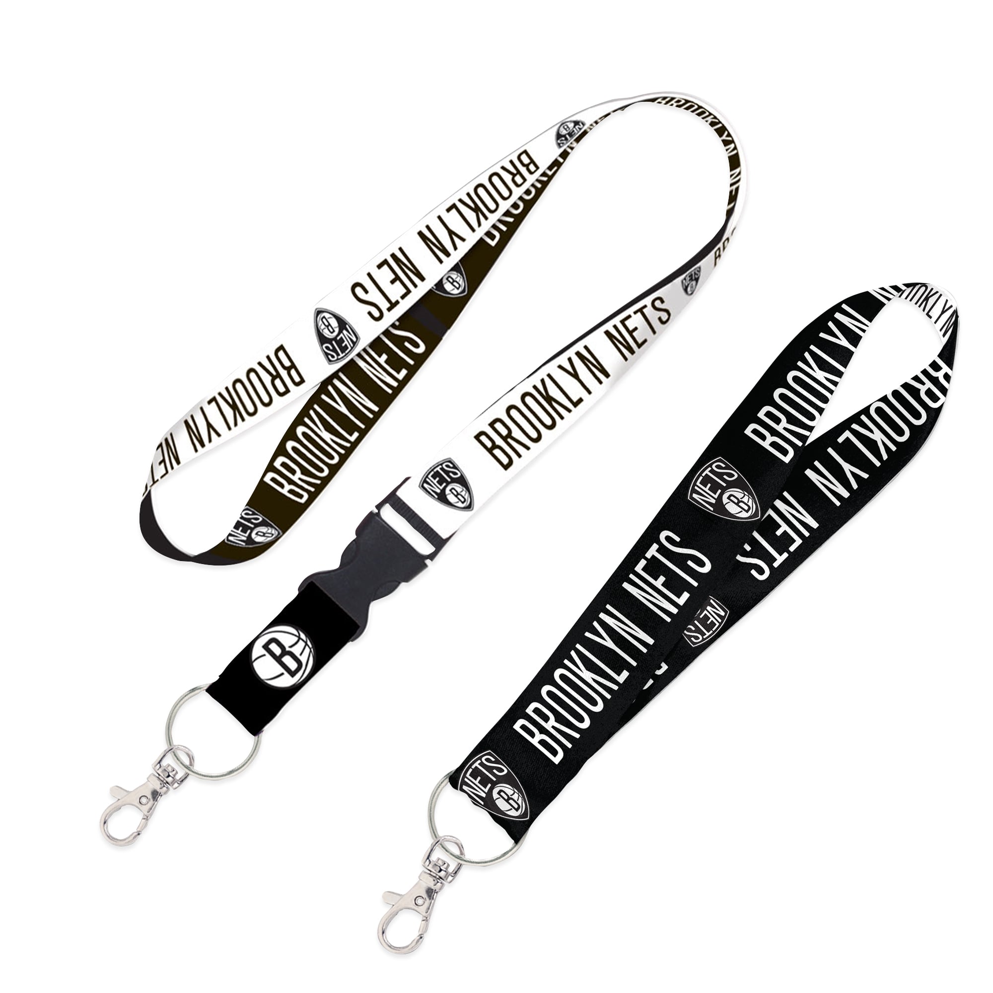 Lot de 2 lanières WinCraft Brooklyn Nets avec boucle détachable et porte-clés