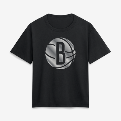 Brooklyn Nets Women's Metallic Mascot T-Shirt - Black