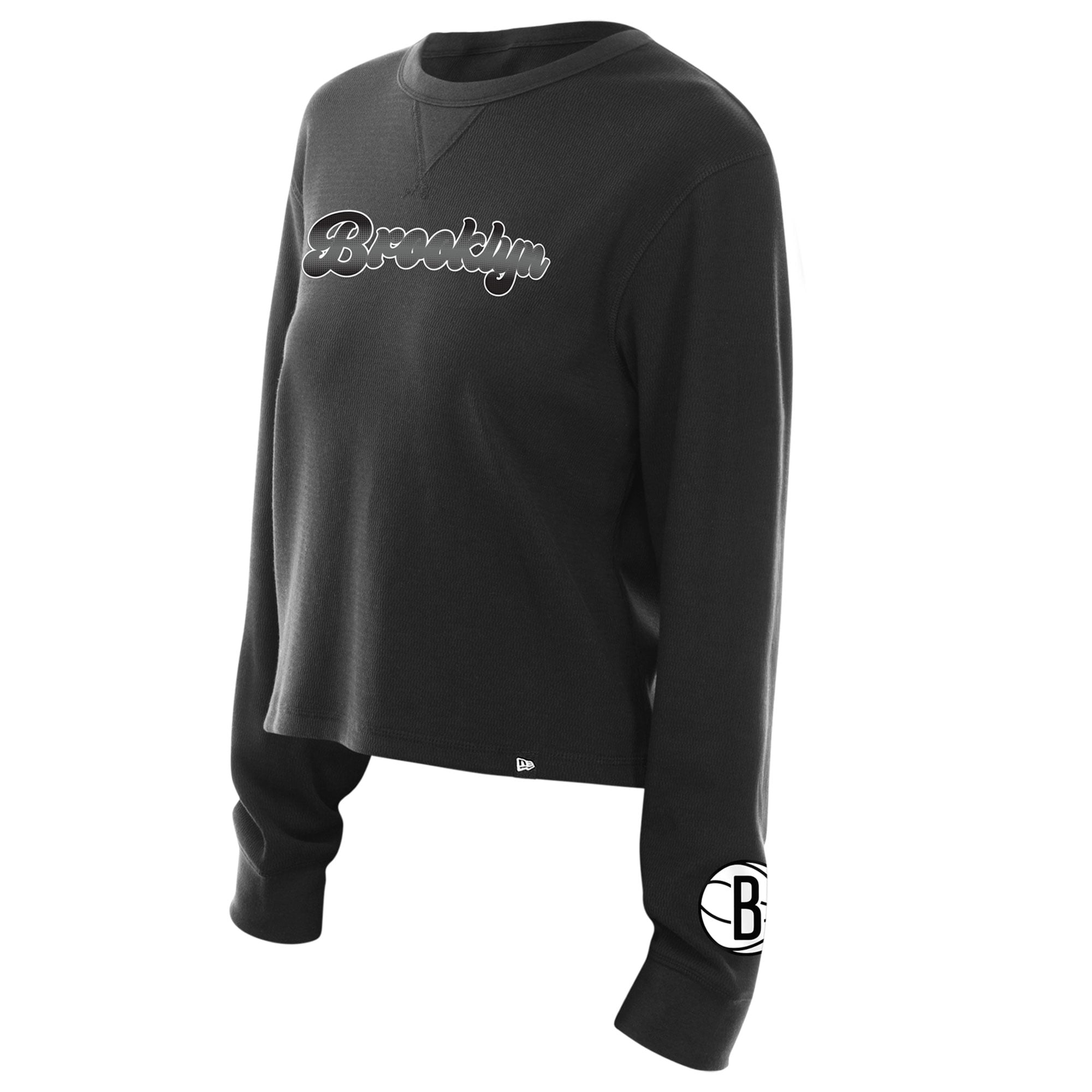 T-shirt thermique à manches longues New Era noir Brooklyn Nets pour femme