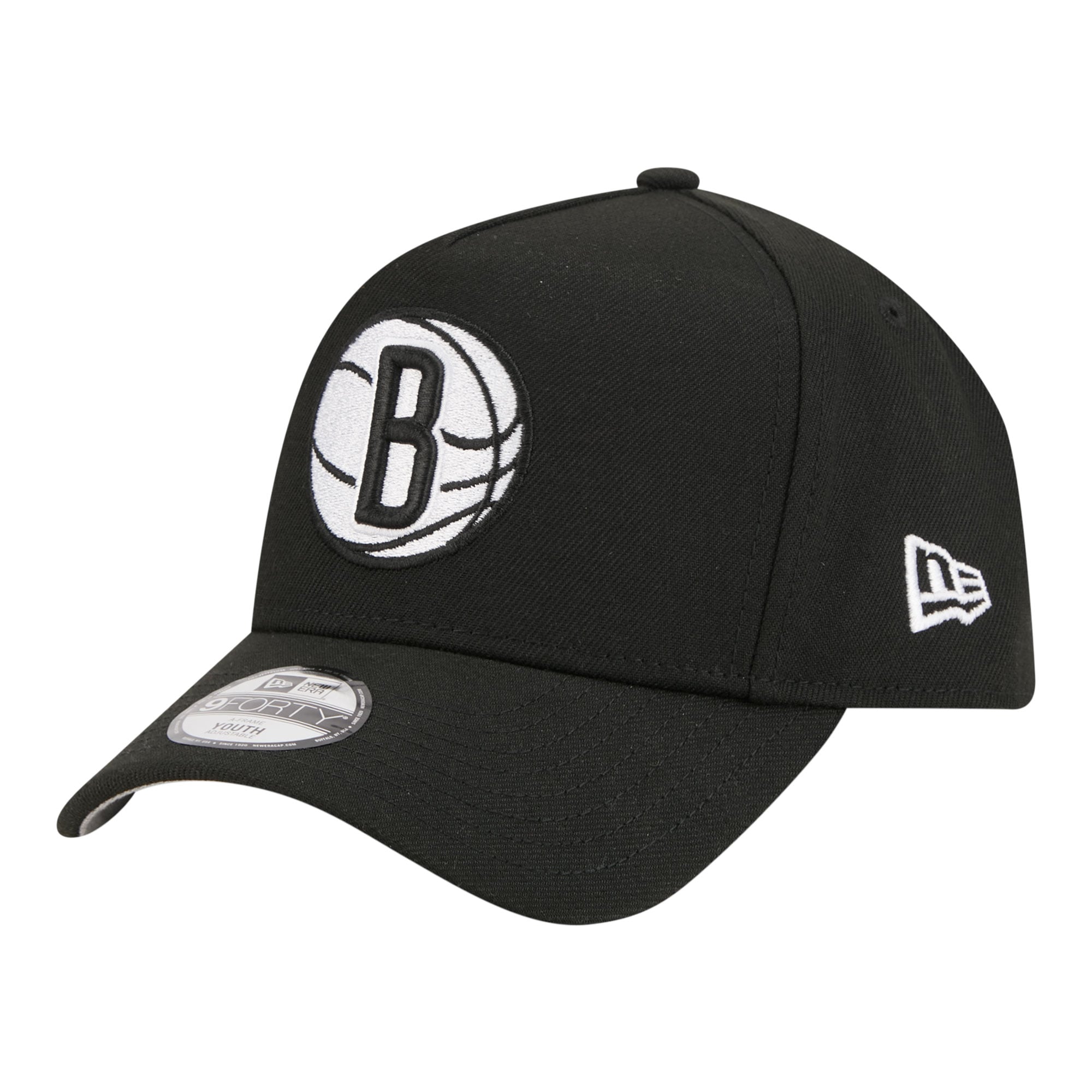 Youth New Era Black Brooklyn Nets 9FORTY A-Frame Adjustable Hat