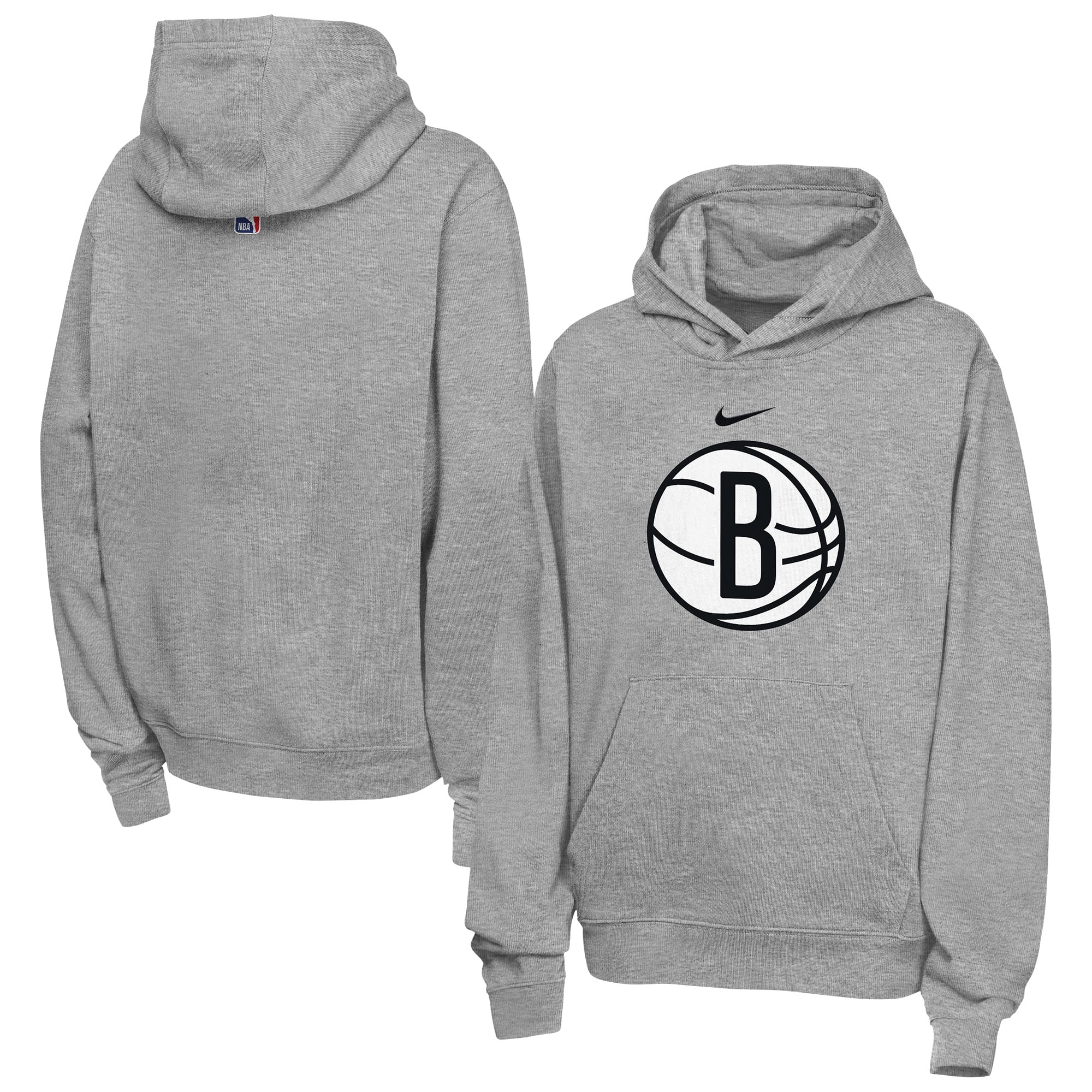 Sweat à capuche Nike Brooklyn Nets Essential Logo Club pour enfant, gris chiné