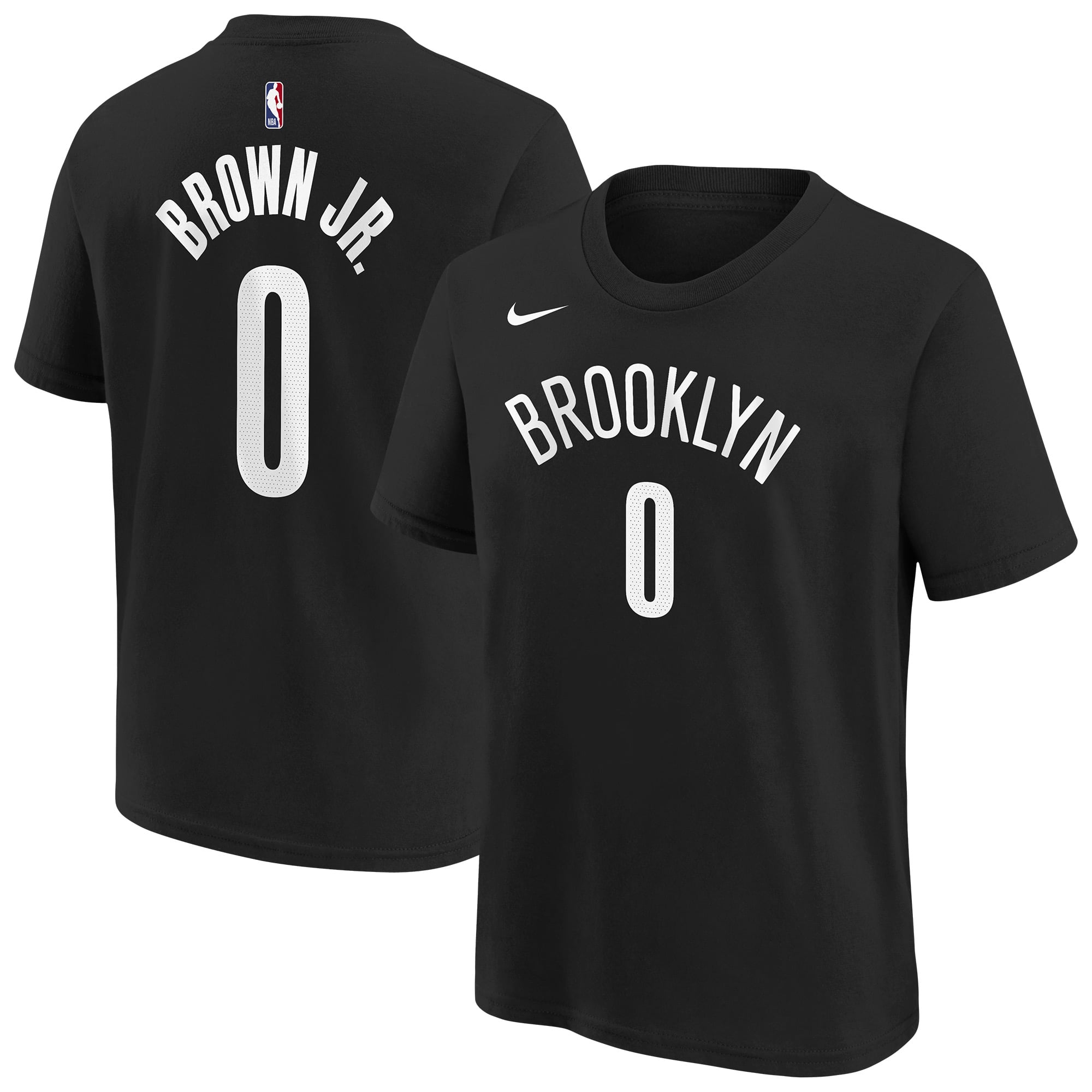 Youth Nike Mikel Brown Jr. Black Brooklyn Nets Icon Name & Number T-Shirt