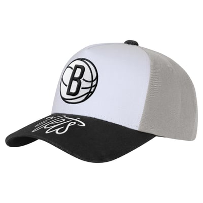 Brooklyn Nets Outerstuff Youth Logo Three Pro Pinch Pre-Curved Adjustable Hat - White/Black