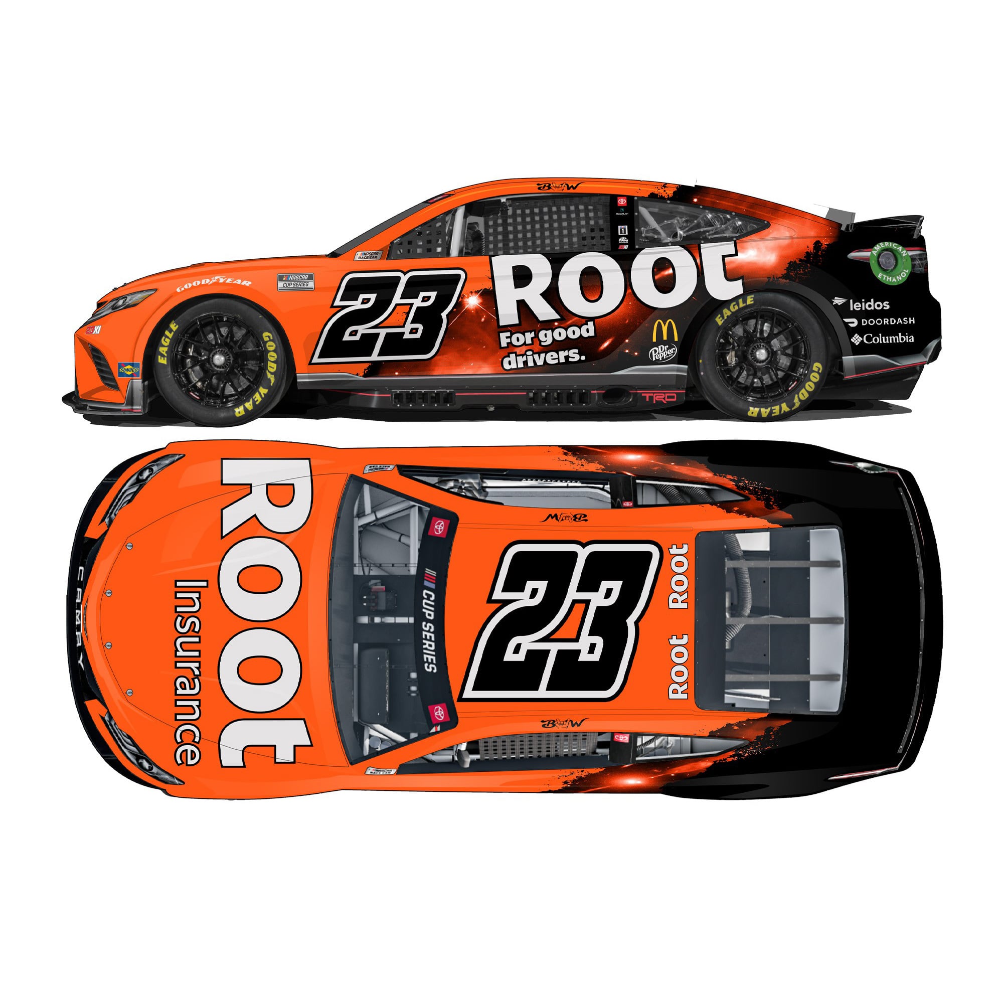 Bubba Wallace Action Racing 2022 #23 Root Insurance 1:24 Elite Die