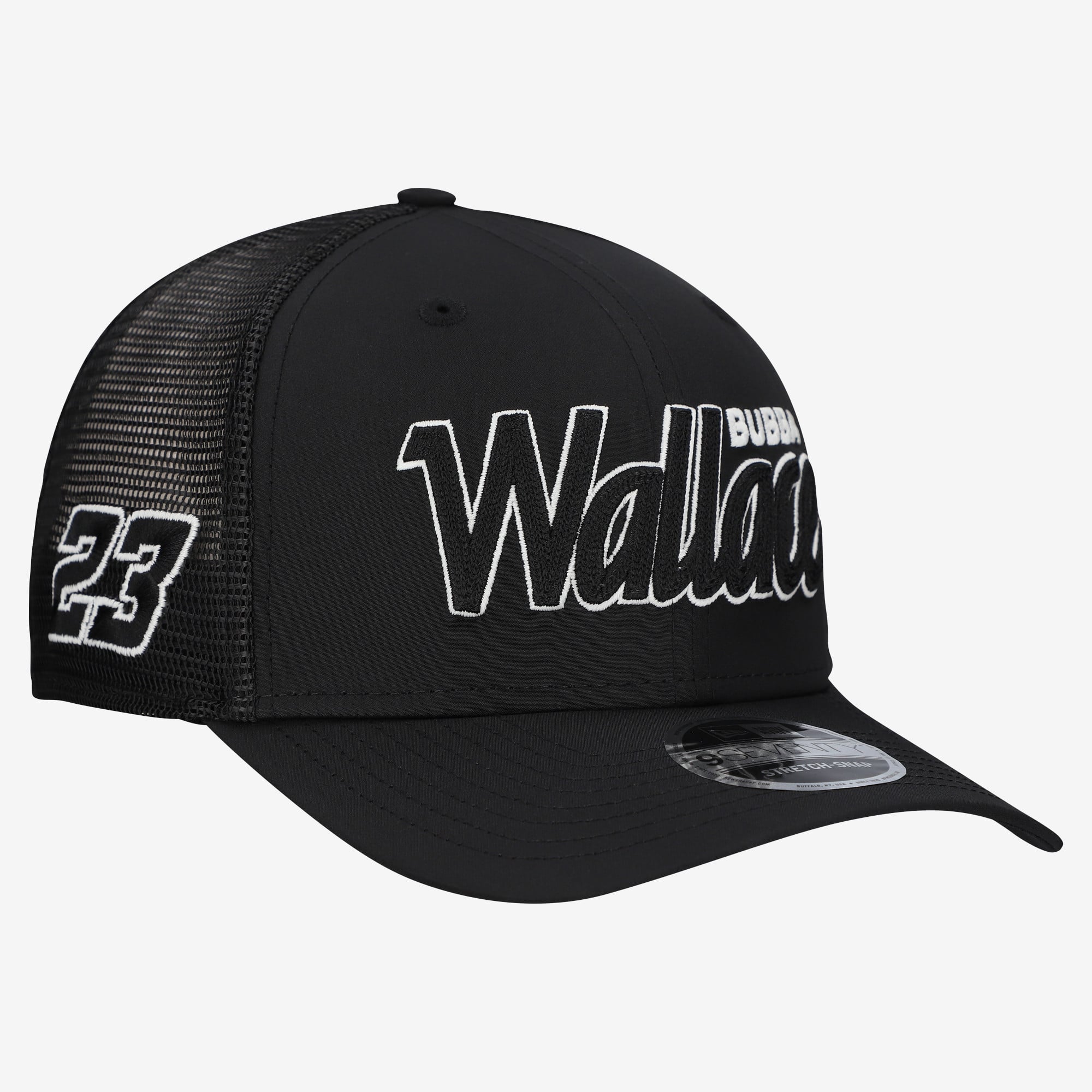 Casquette New Era Bubba Wallace 9SEVENTY noire pour homme, modèle Chain Glow Stretch-Snap