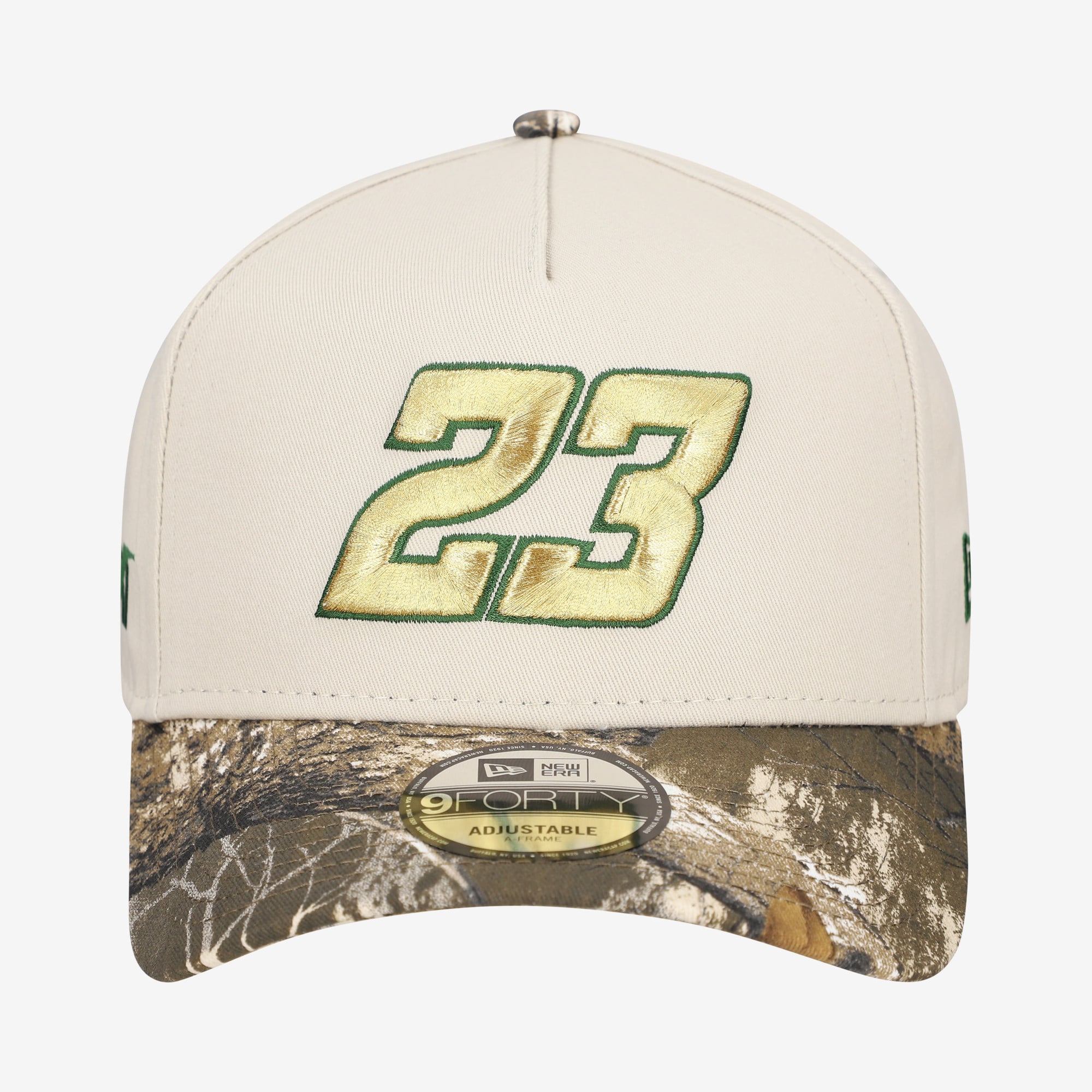 Men's New Era Cream Bubba Wallace Realtree A-Frame 9FORTY Adjustable Hat