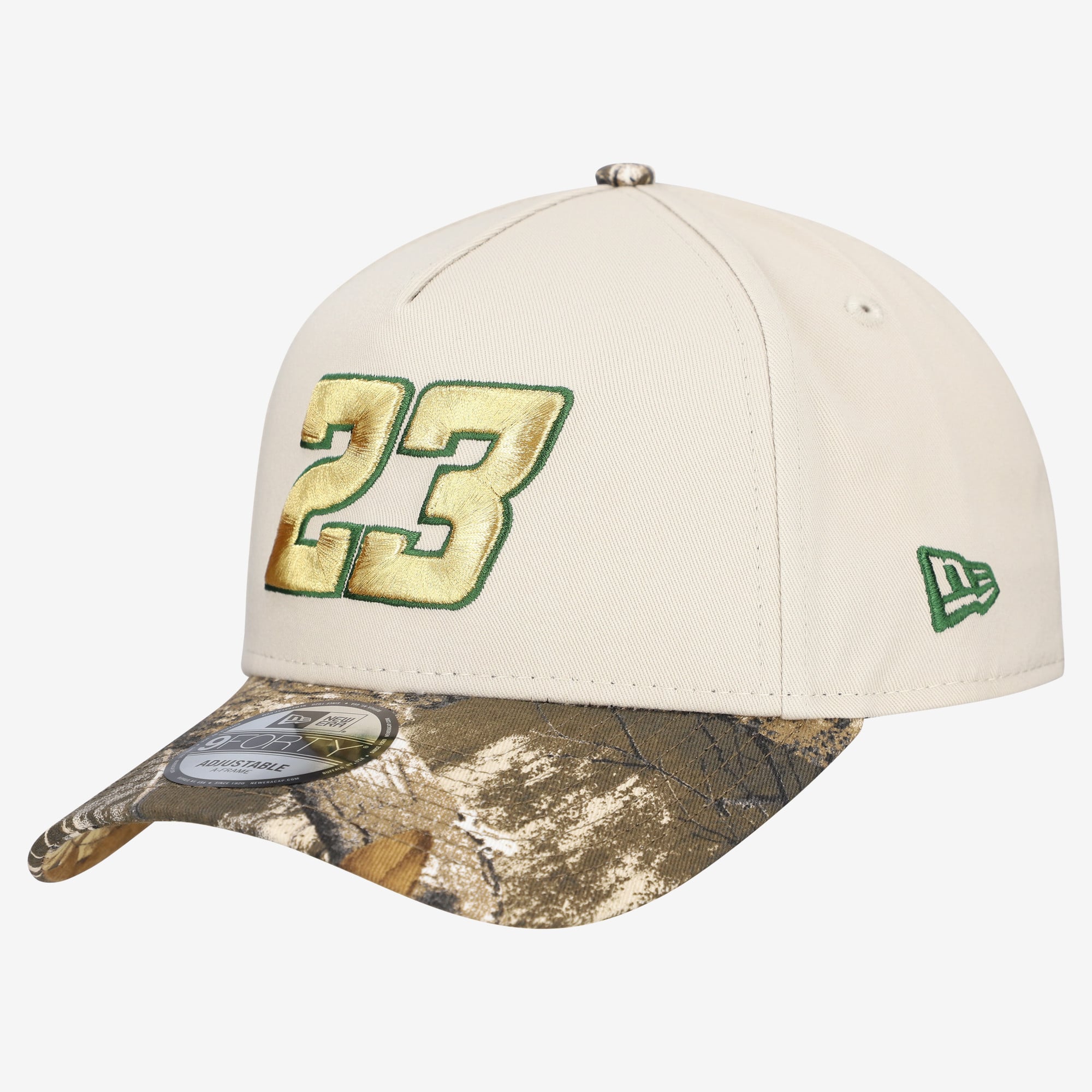 Men's New Era Cream Bubba Wallace Realtree A-Frame 9FORTY Adjustable Hat