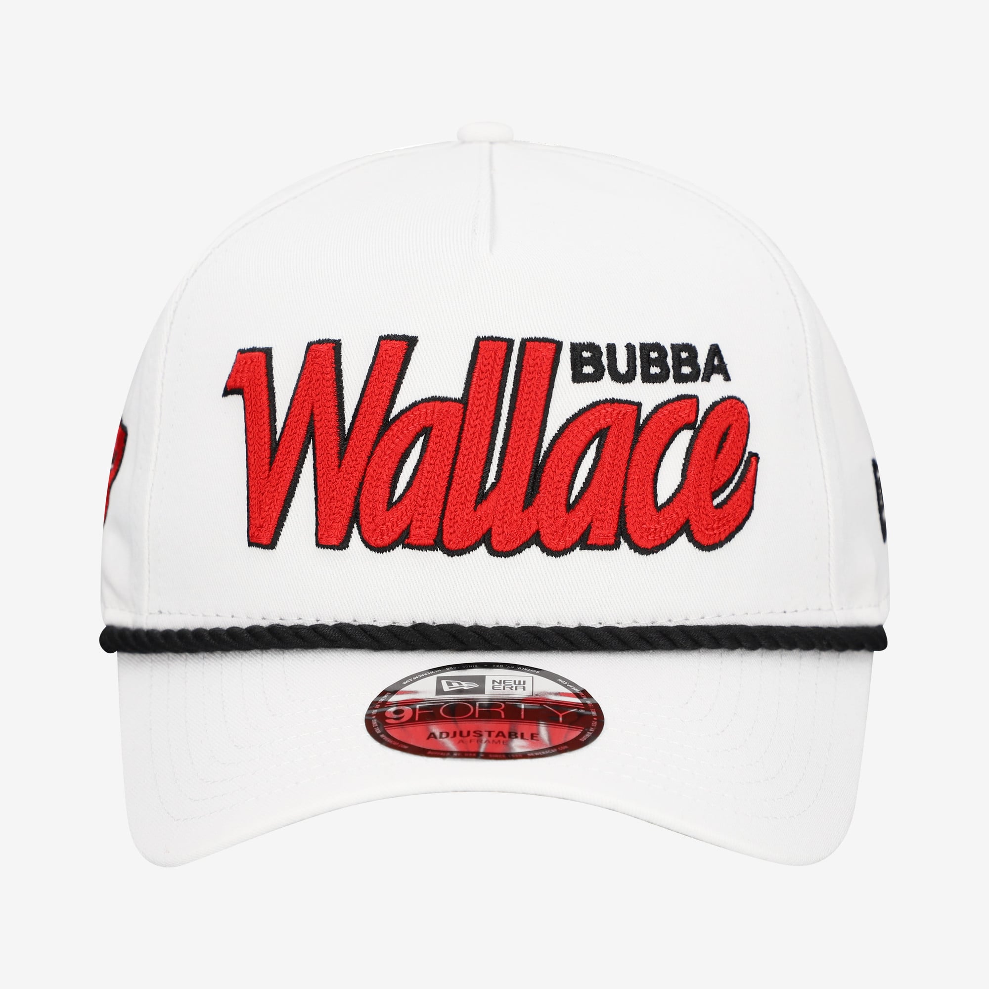 Men's New Era White Bubba Wallace Chainstitch A-Frame Rope 9FORTY Adjustable Hat
