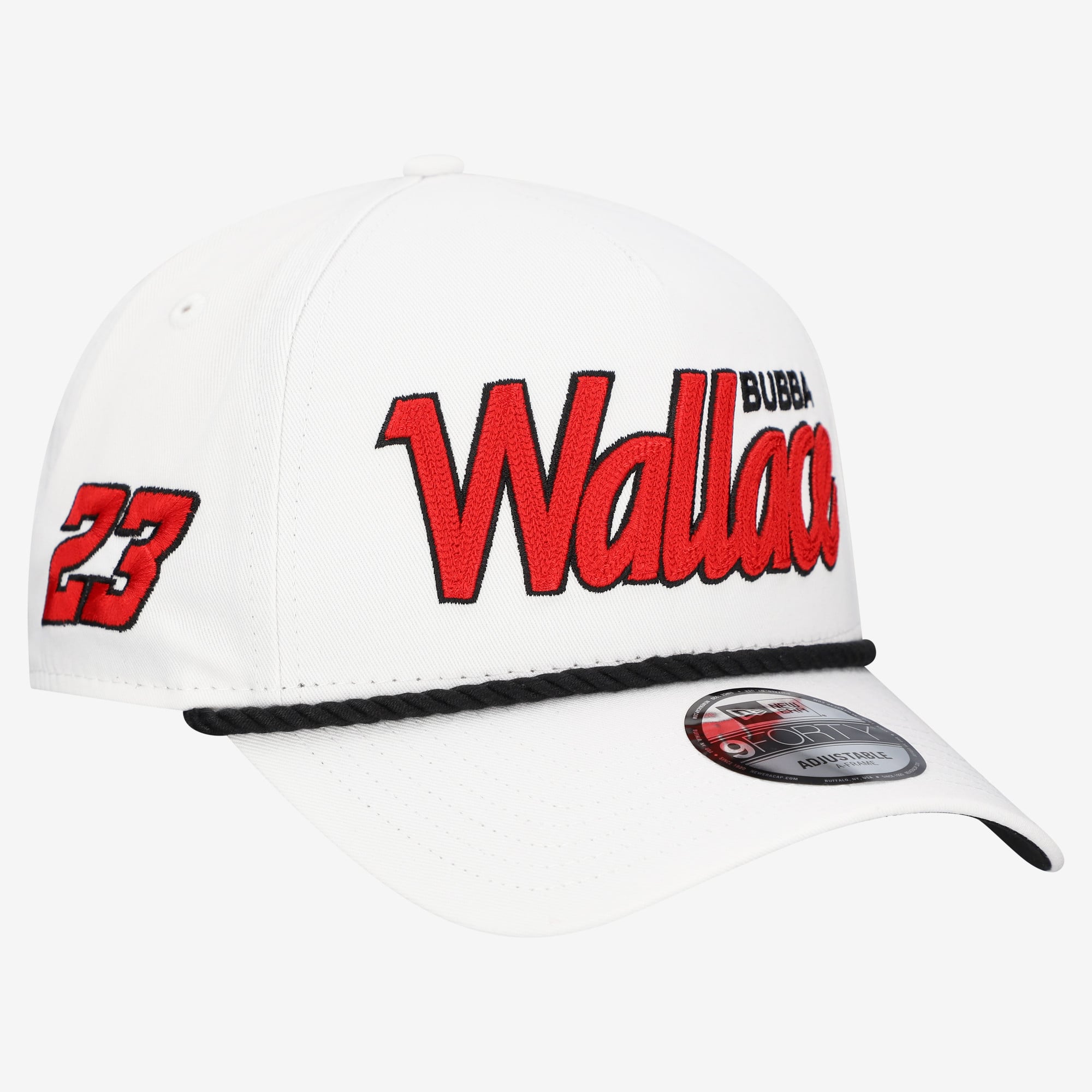 Men's New Era White Bubba Wallace Chainstitch A-Frame Rope 9FORTY Adjustable Hat
