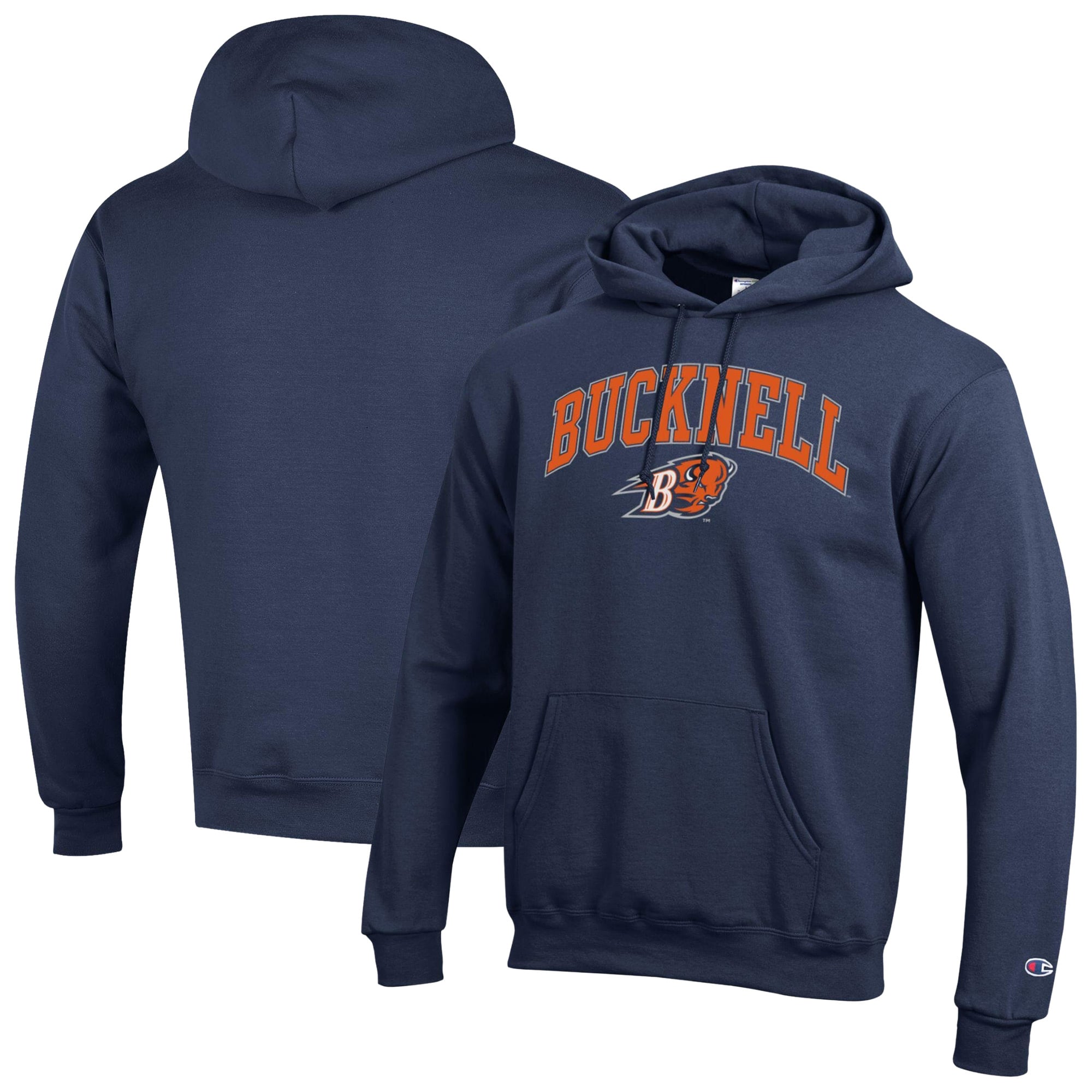 Sweat à capuche Champion pour homme, bleu marine, Bucknell Bison Powerblend