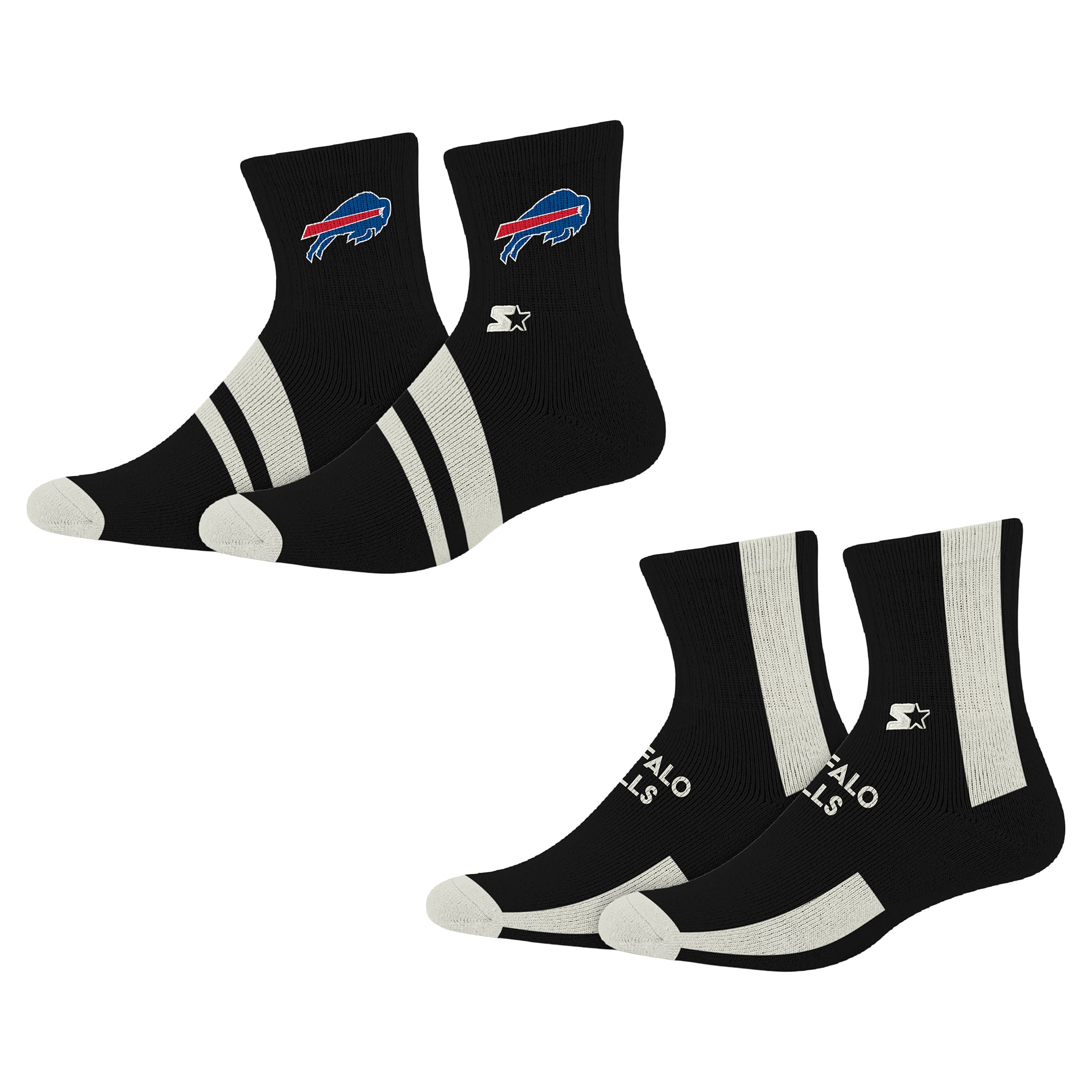 Chaussettes courtes Starter Black Buffalo Bills Summit Stripe (lot de 2 paires)