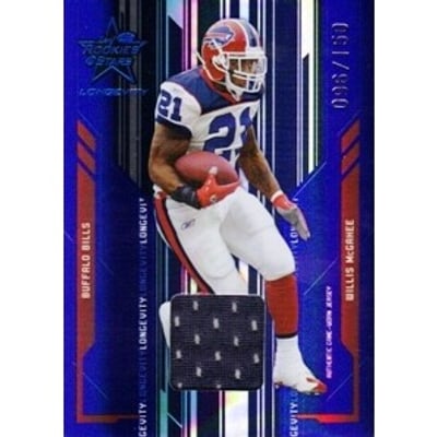 2005 Leaf Rookies and Stars Longevity Materials Sapphire #13 Willis McGahee/150
