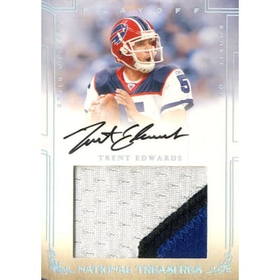 2007 Playoff National Treasures #132 Trent Edwards JSY AU RC