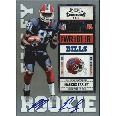 2010 Playoff Contenders #223A Marcus Easley AU RC/cut left