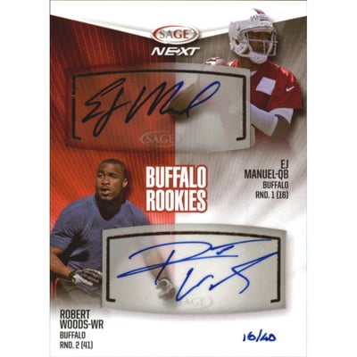 2013 SAGE Next Dual Autographs #DA13 EJ Manuel/Robert Woods/40