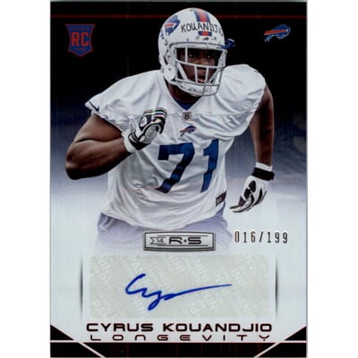 2014 Rookies and Stars Rookie Autographs Longevity Ruby #124 Cyrus Kouandjio/199