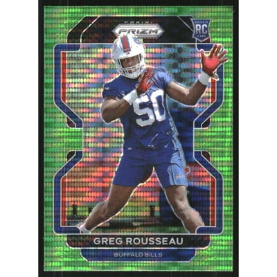 2021 Panini Prizm Prizms Neon Green Pulsar #434 Greg Rousseau