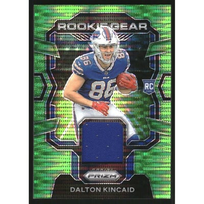 2023 Panini Prizm Rookie Gear Prizms Neon Green Pulsar #20 Dalton Kincaid