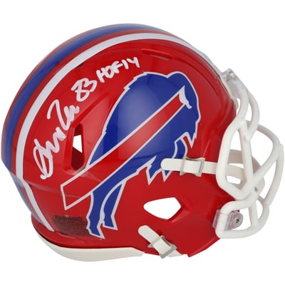Andre Reed Buffalo Bills Autographed Fanatics Authentic Riddell 1897-2001 Throwback Speed Mini Helmet with "HOF 14" Inscription