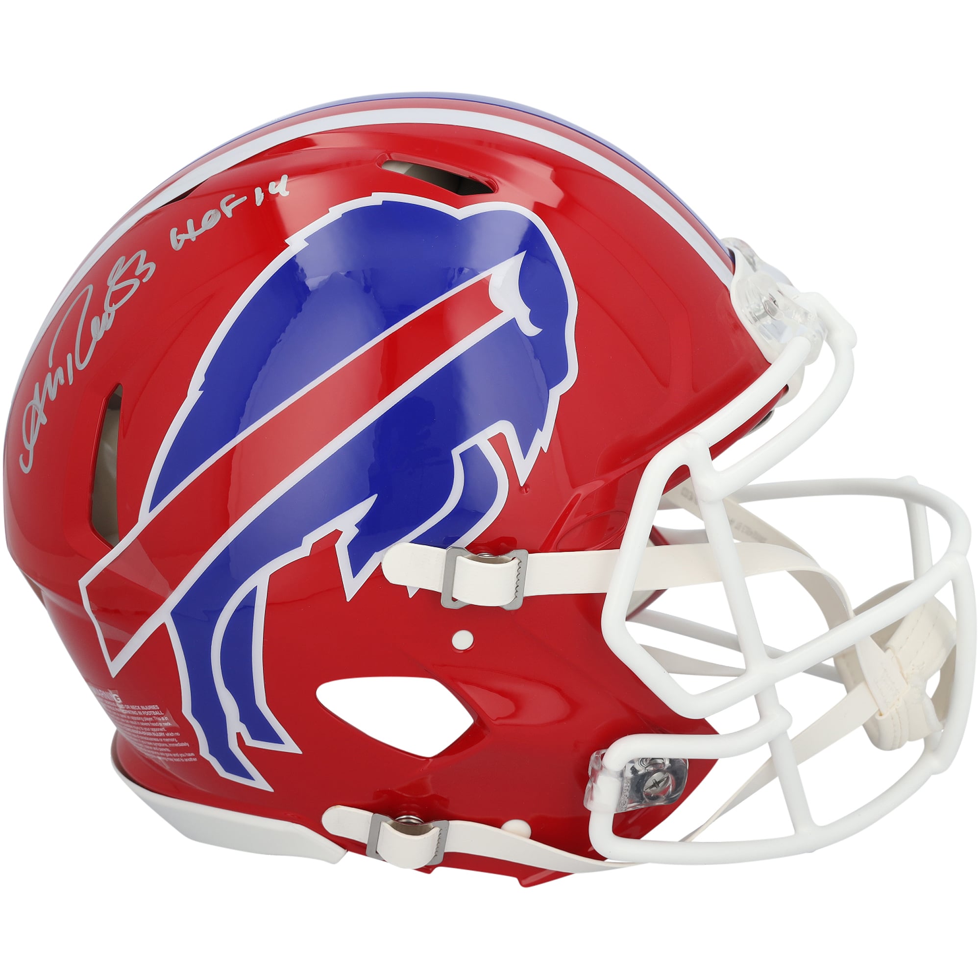 Casque Riddell Speed ​​Authentic rétro 1987-2001 autographié par Andre Reed des Buffalo Bills avec inscription « HOF 14 »